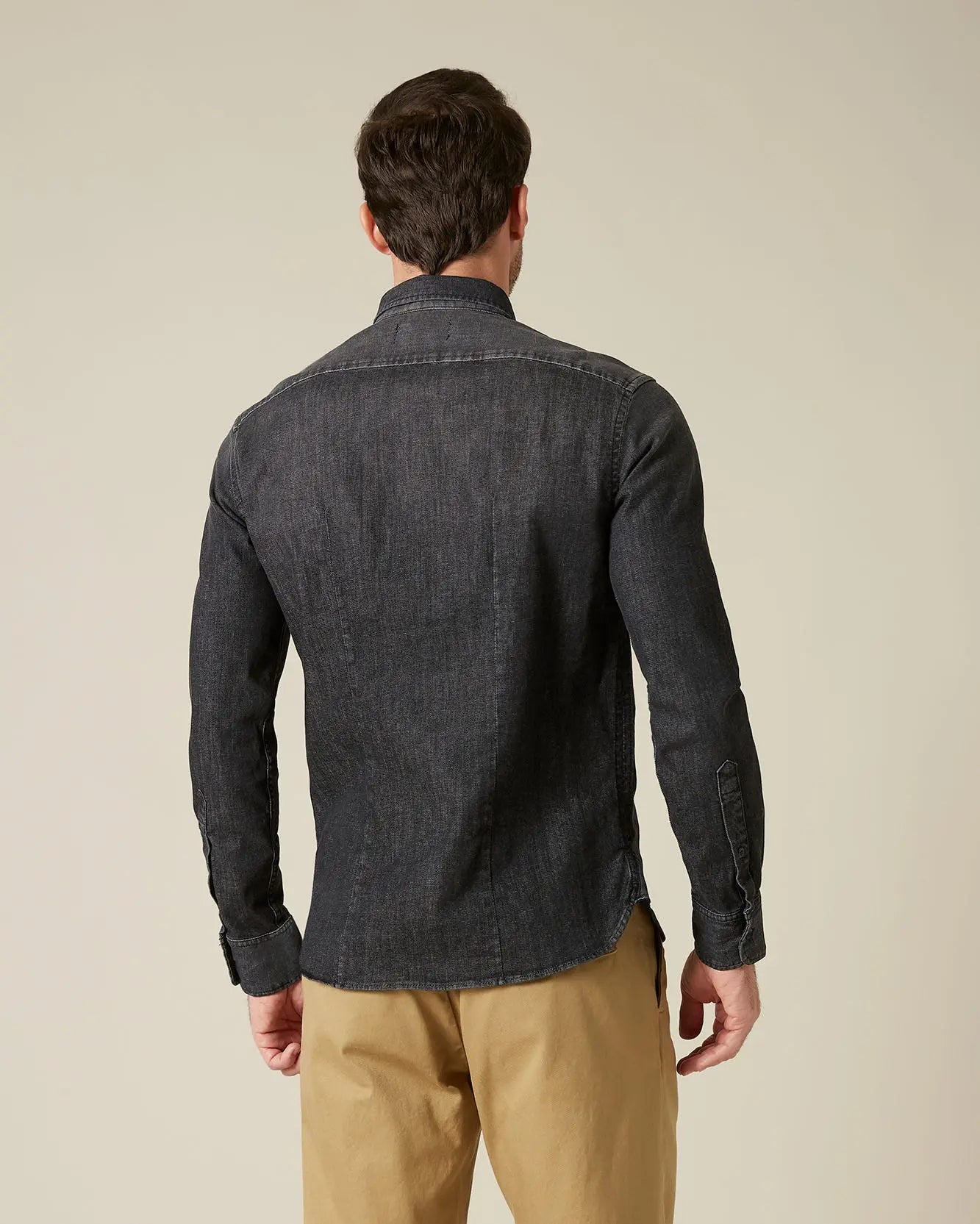 Black PLAIN SHIRT Luxe Performance Washed Black 7 For All Mankind