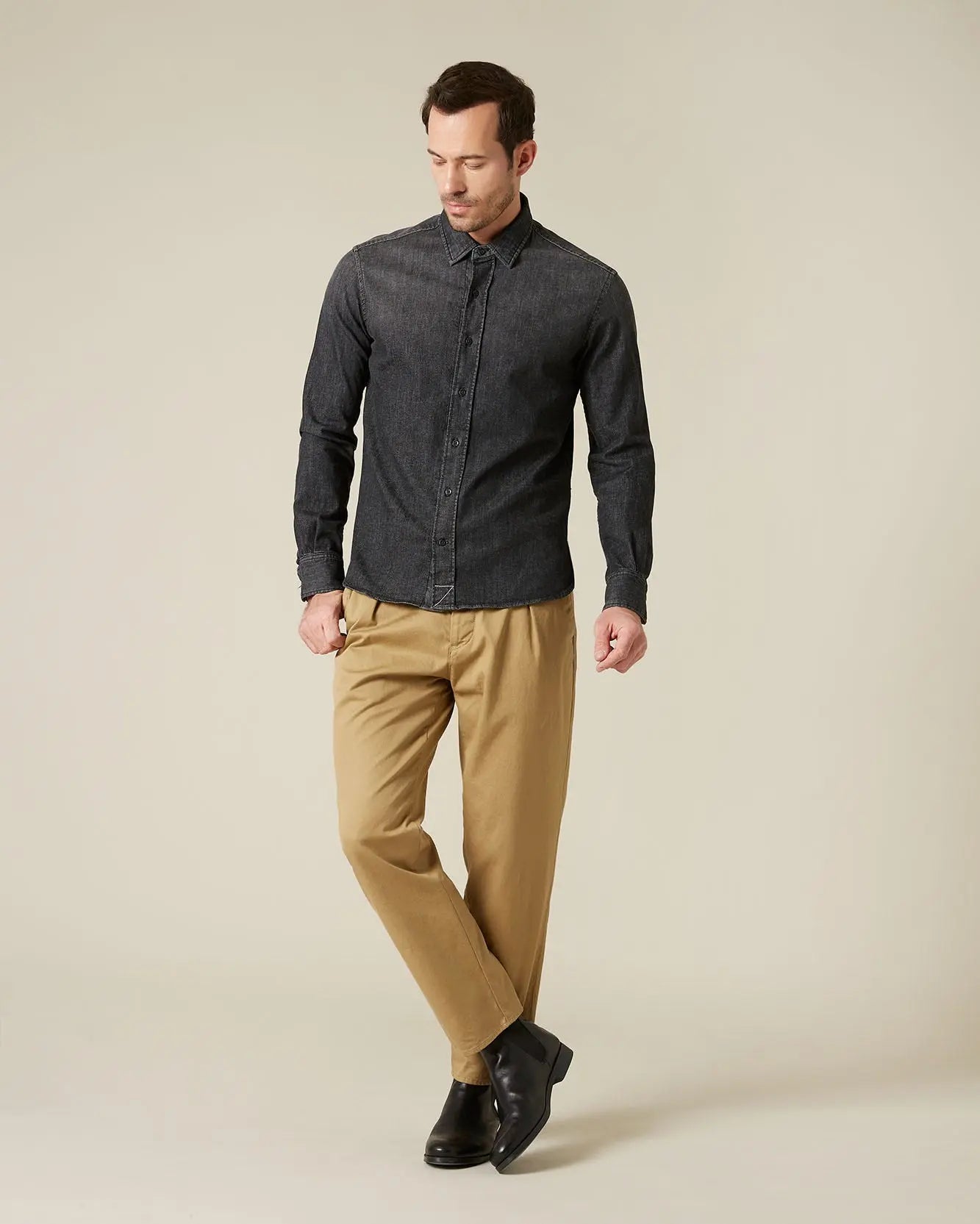 Black PLAIN SHIRT Luxe Performance Washed Black 7 For All Mankind