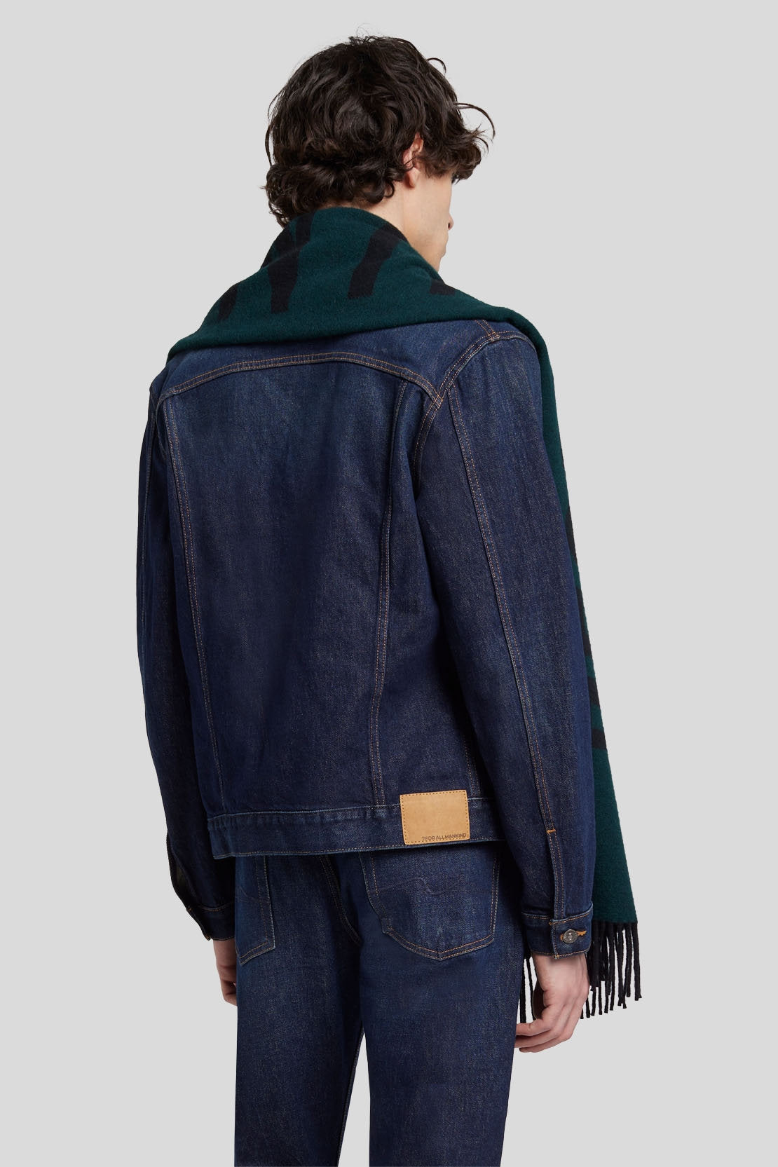 Intarsia Logo Scarf Wool Cashmere Black & Hunter Green_JS7M9550BH_BH_04