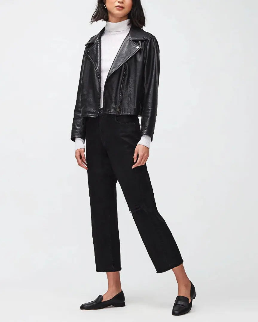 Black The Modern Straight Outerspace With Raw Hem - BEVAVA