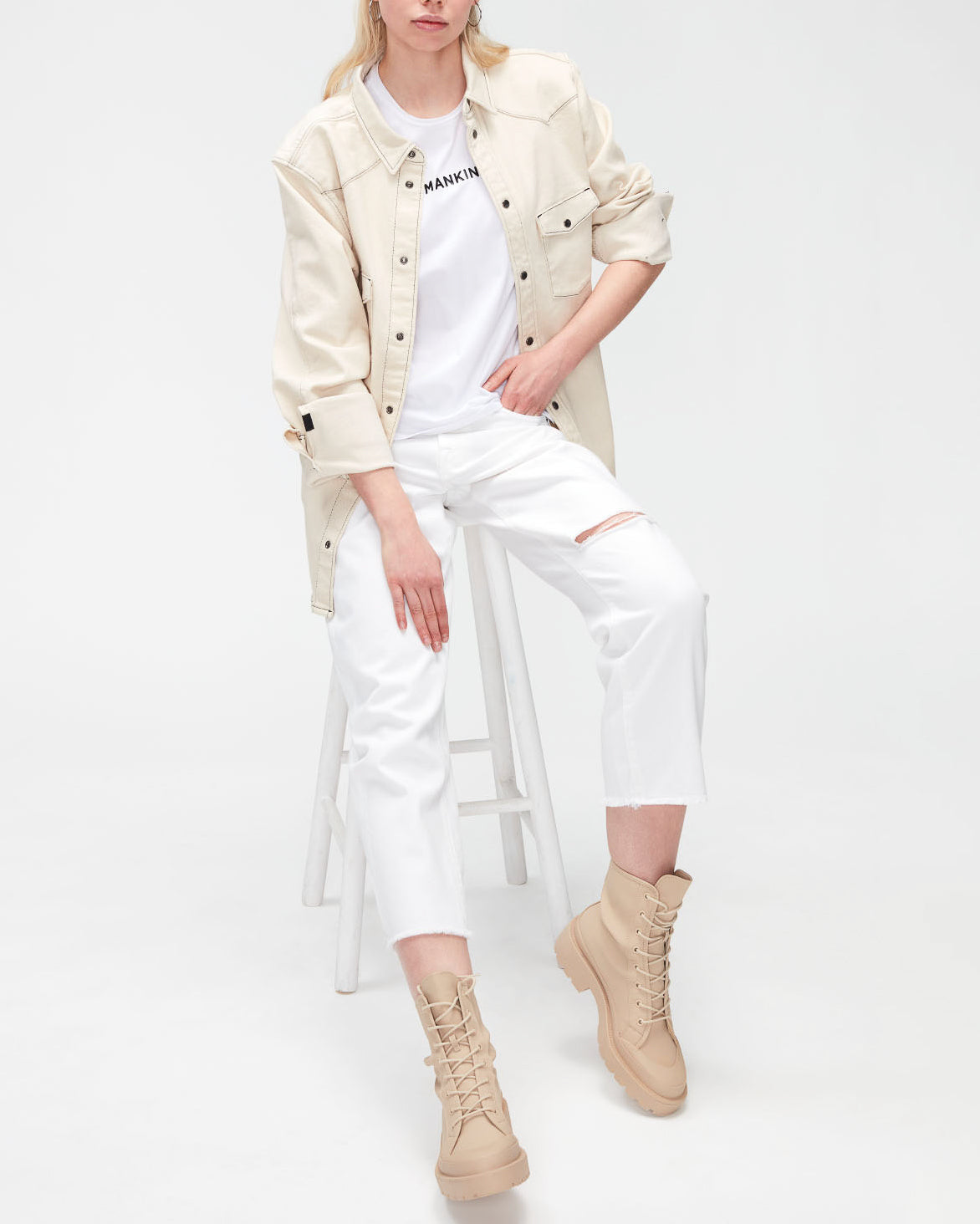 White The Modern Straight Simply White Distressed 7 For All Mankind