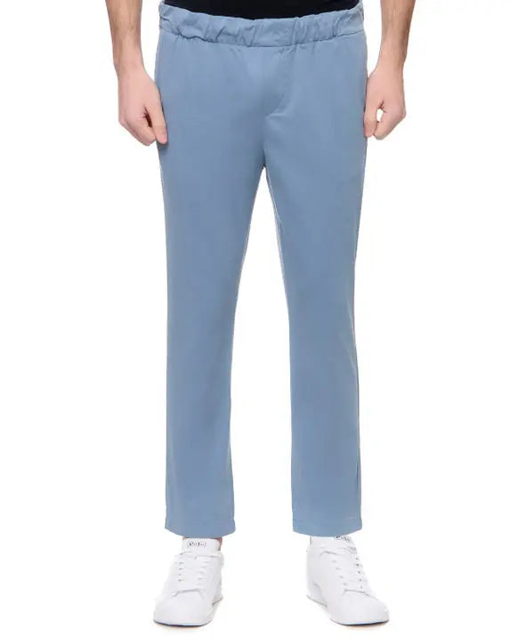 Light Blue Jogger Chino Luxe Performance Sateen Sky Blue - BEVAVA