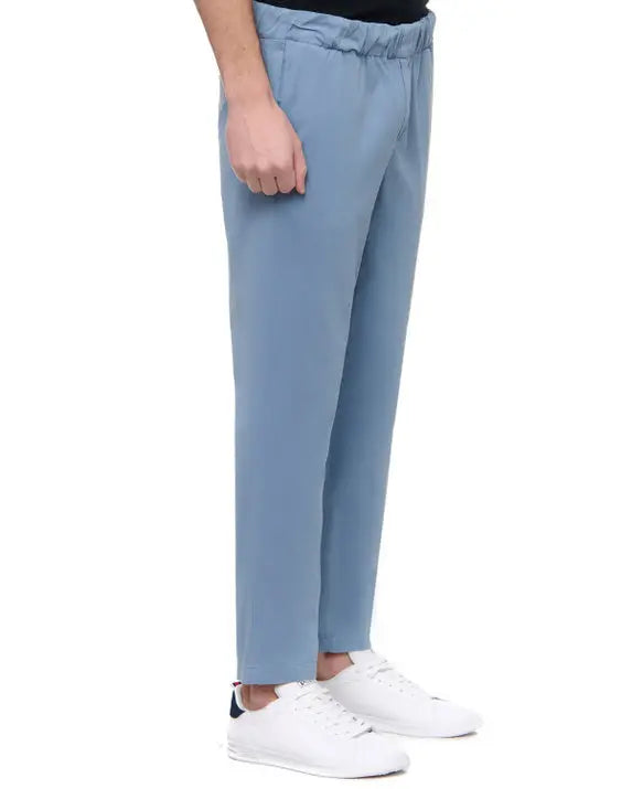 Light Blue Jogger Chino Luxe Performance Sateen Sky Blue - BEVAVA