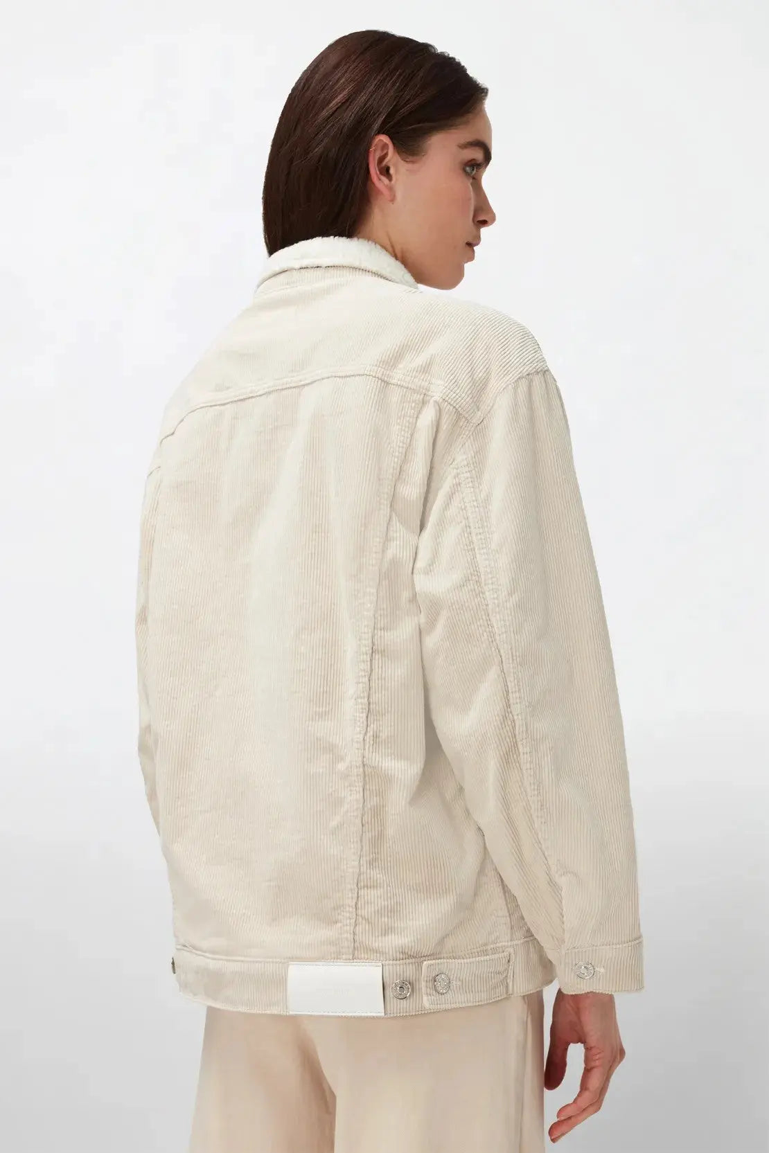 Easy Jacket Corduroy With Fake Fur Winter White - BEVAVA