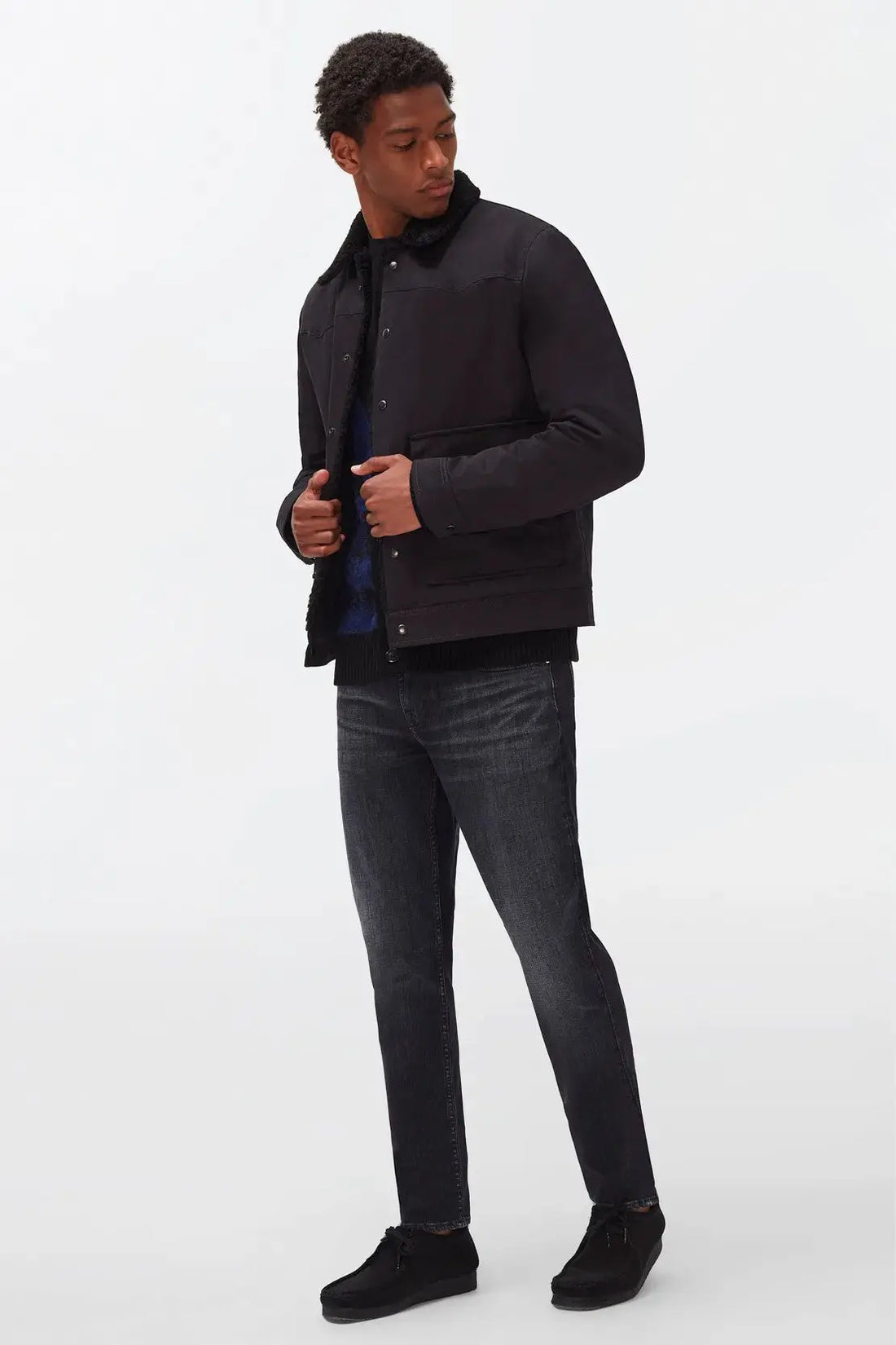 Western Trucker Cotton With Fake Fur Black - BEVAVA