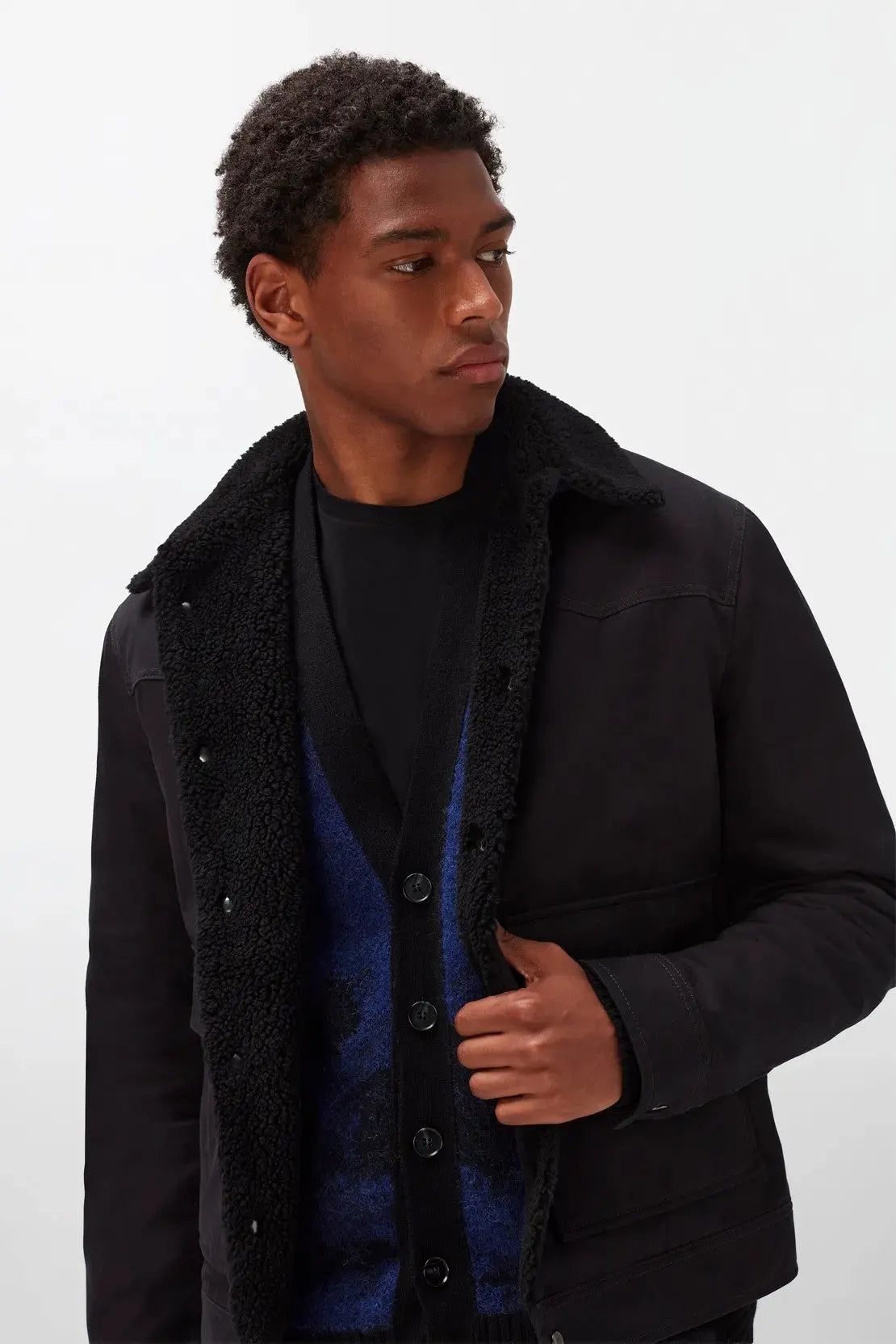 Western Trucker Cotton With Fake Fur Black - BEVAVA