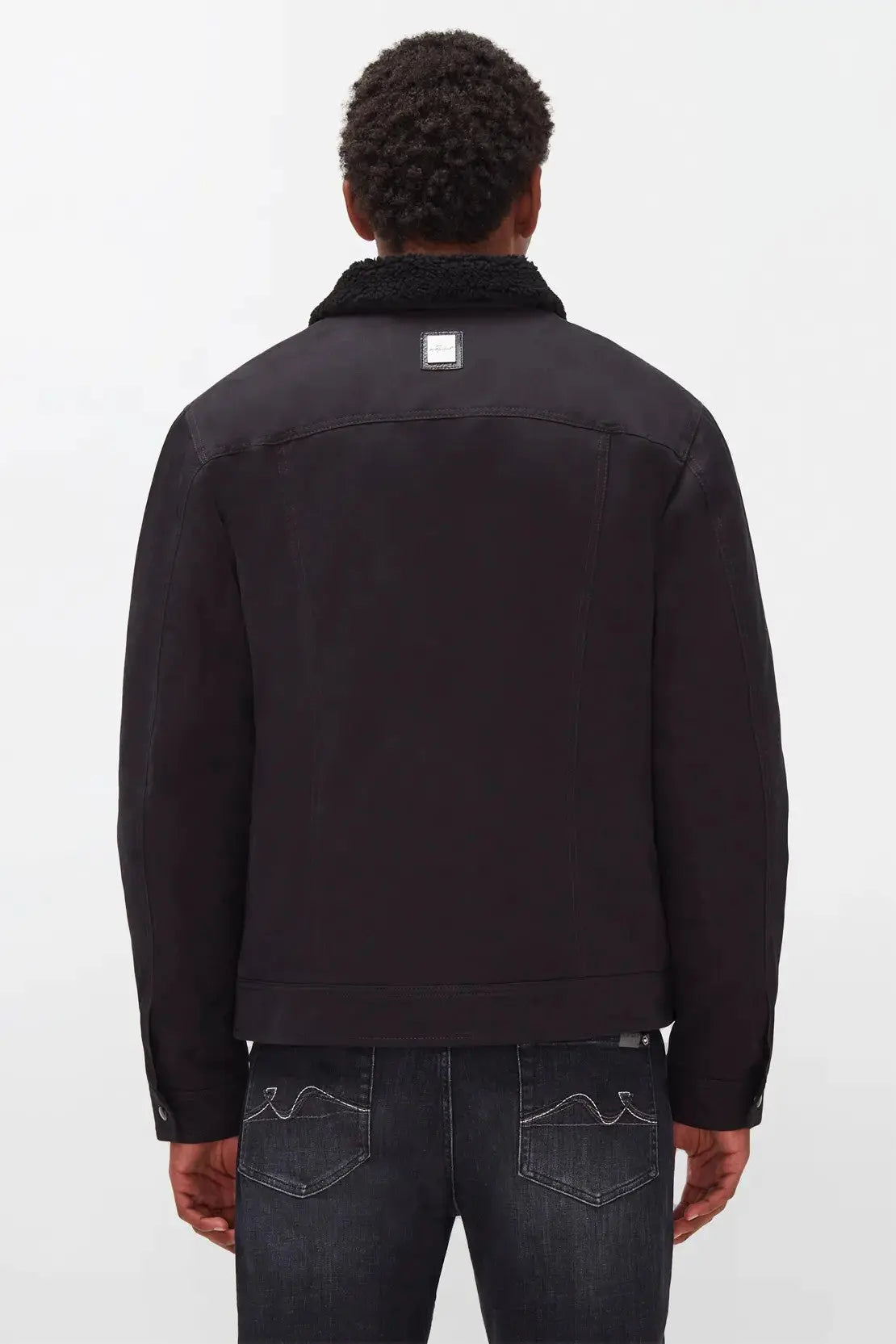 Western Trucker Cotton With Fake Fur Black - BEVAVA