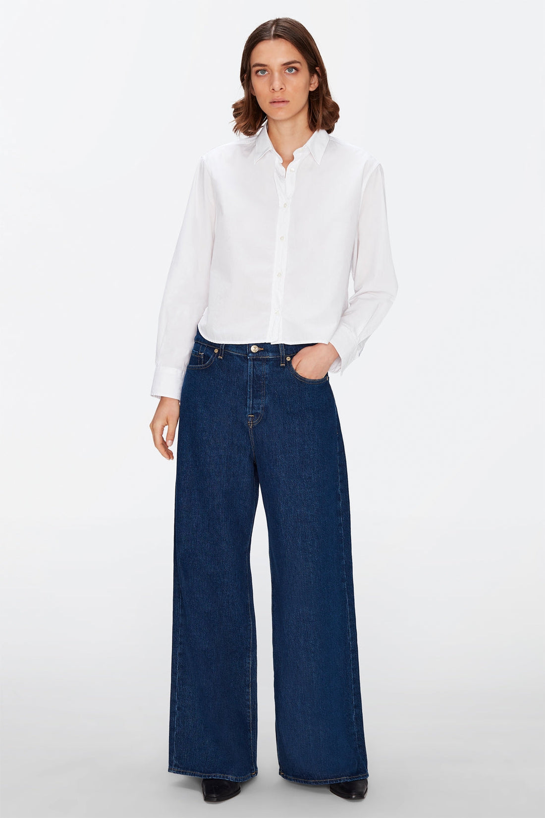 Cropped Shirt Popeline Optic 7 For All Mankind