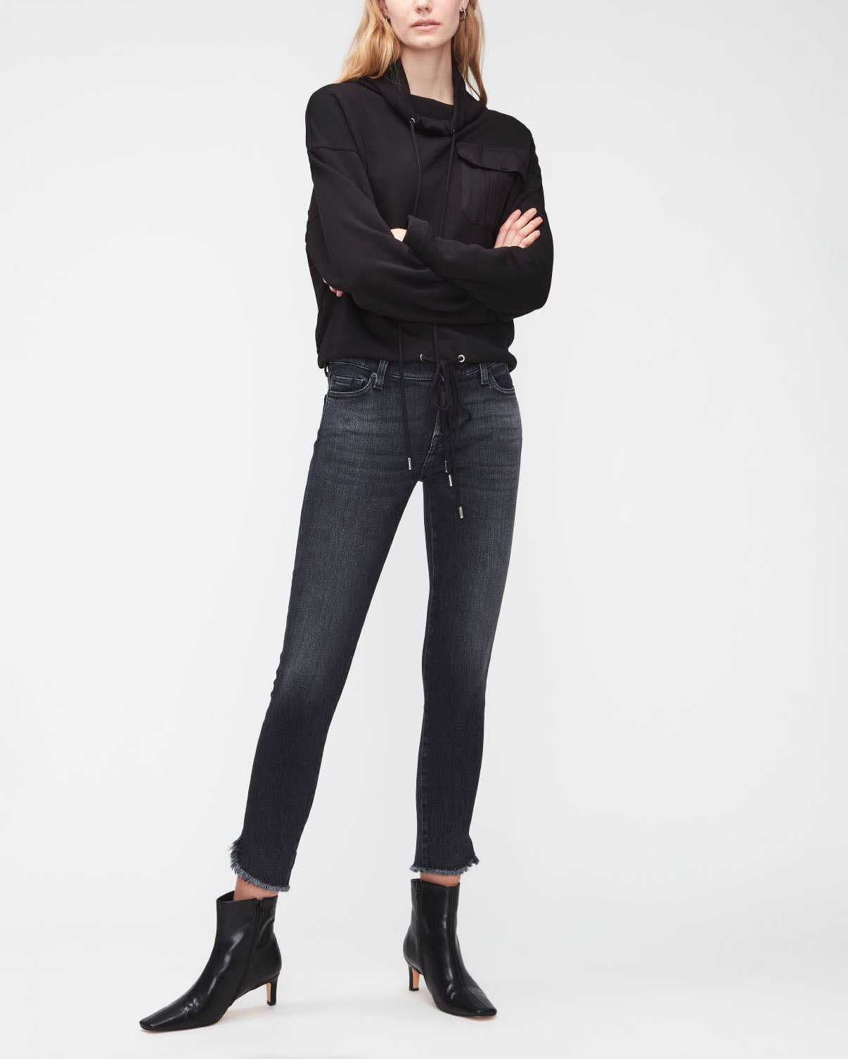 Black Utility Sweat Shirt Cotton Black 7 For All Mankind