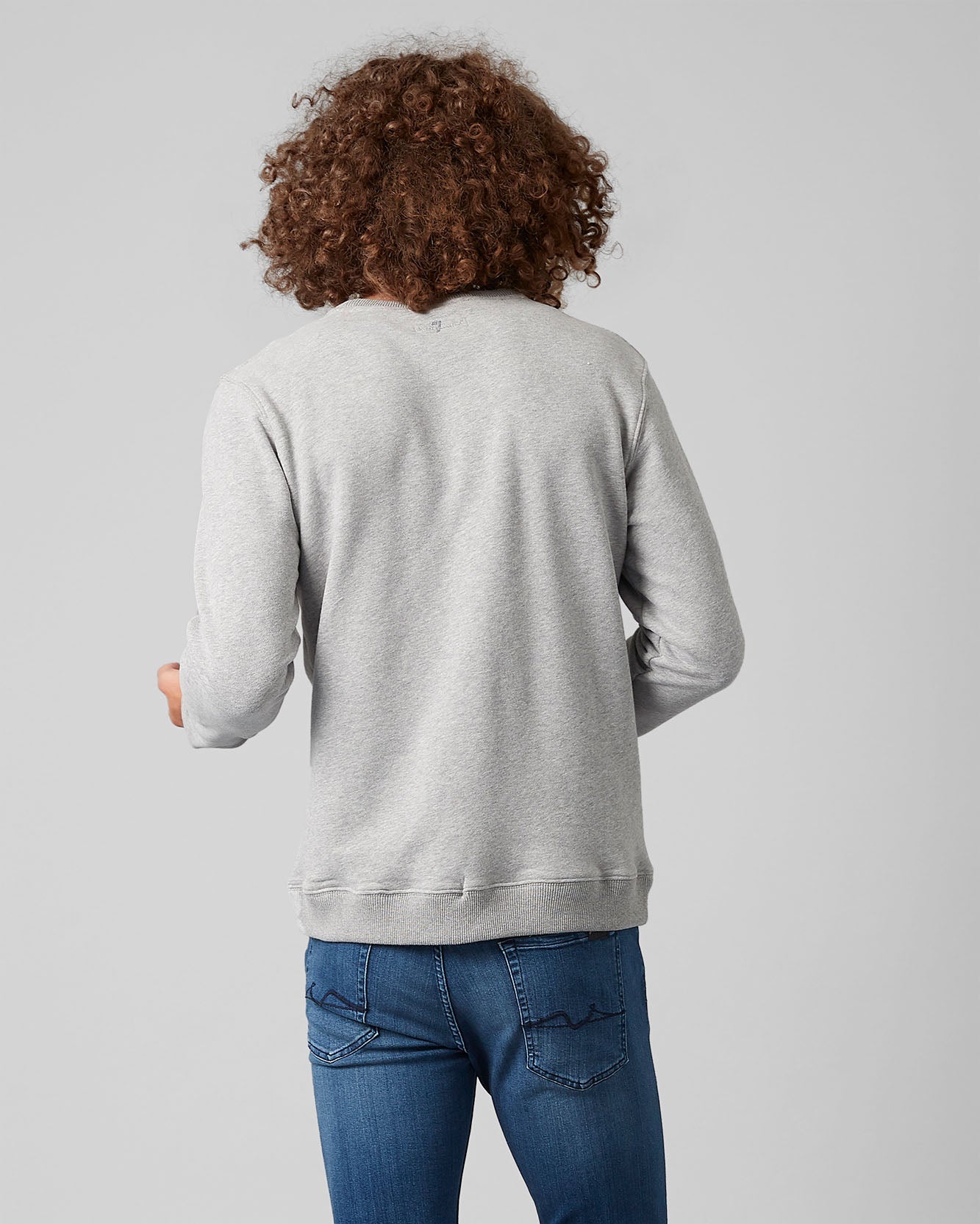 Light Grey Crew Neck Sweat Cotton Logo Grey Melange 7 For All Mankind