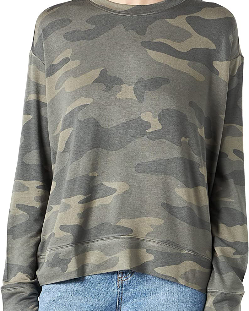 Kaki Crew Neck Pullover Baby French Terry Camu 7 For All Mankind