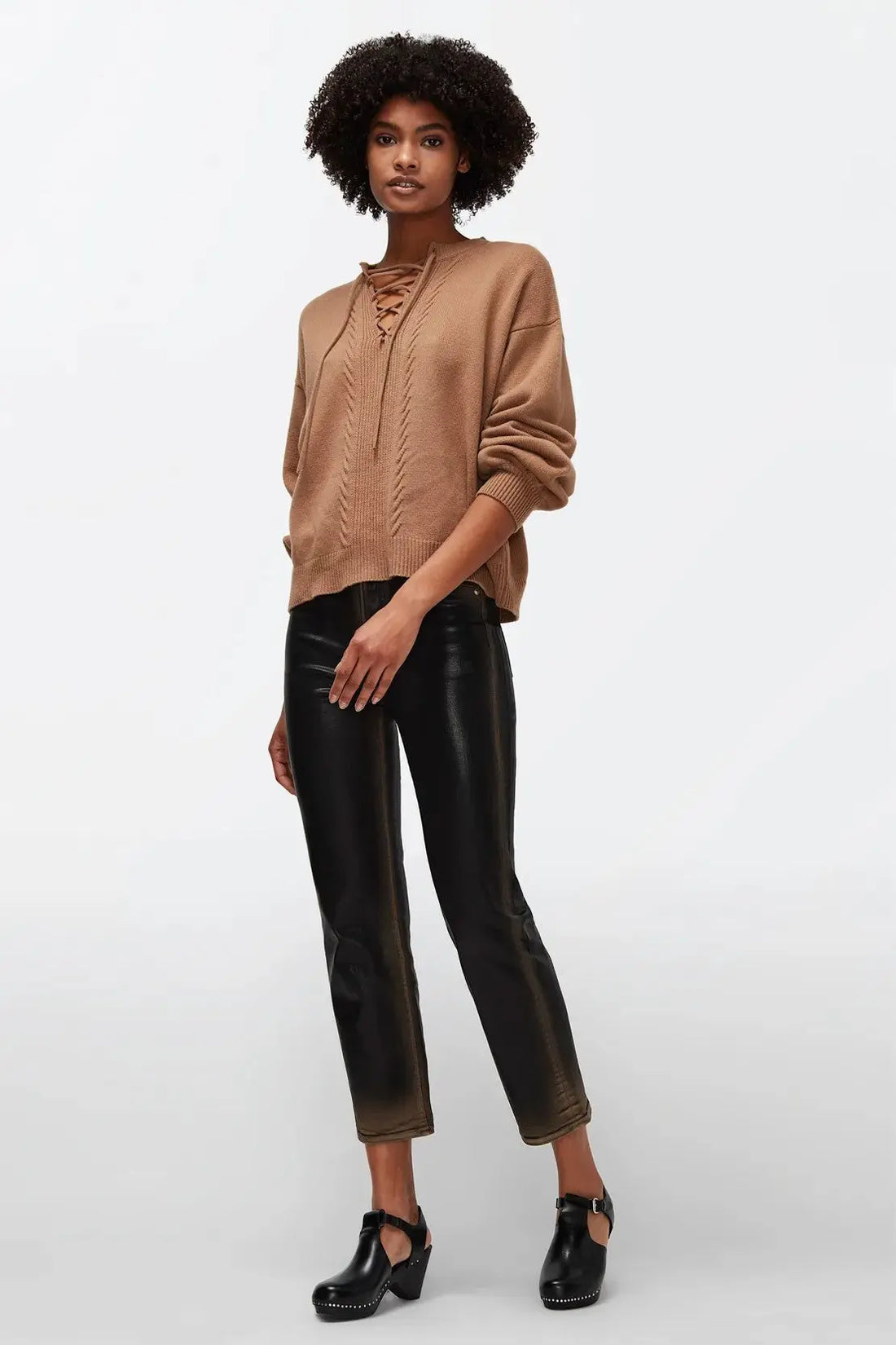 Lace Sweat Cashmere Wool Camel - BEVAVA