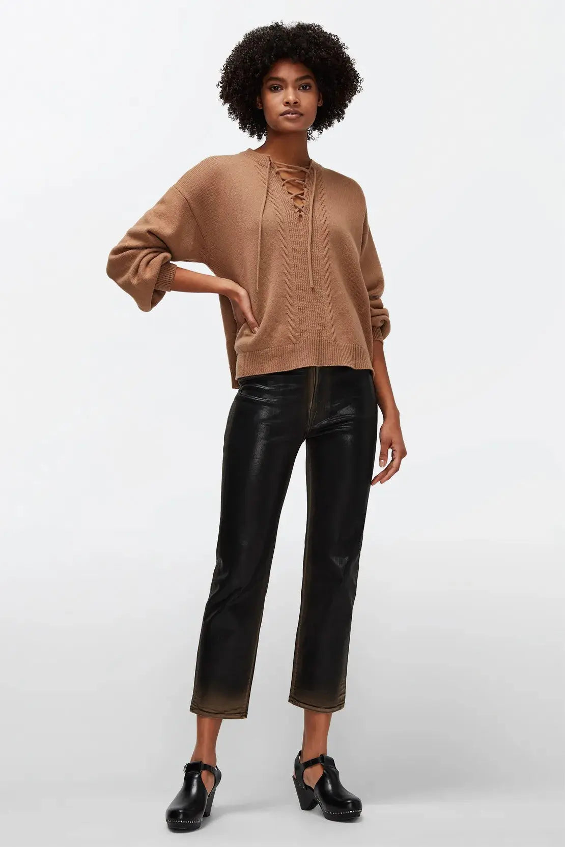 Lace Sweat Cashmere Wool Camel - BEVAVA