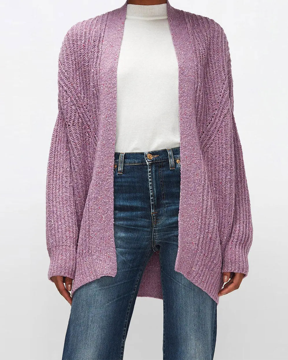 Speckled Cardigan Recycled Wool Iris - BEVAVA