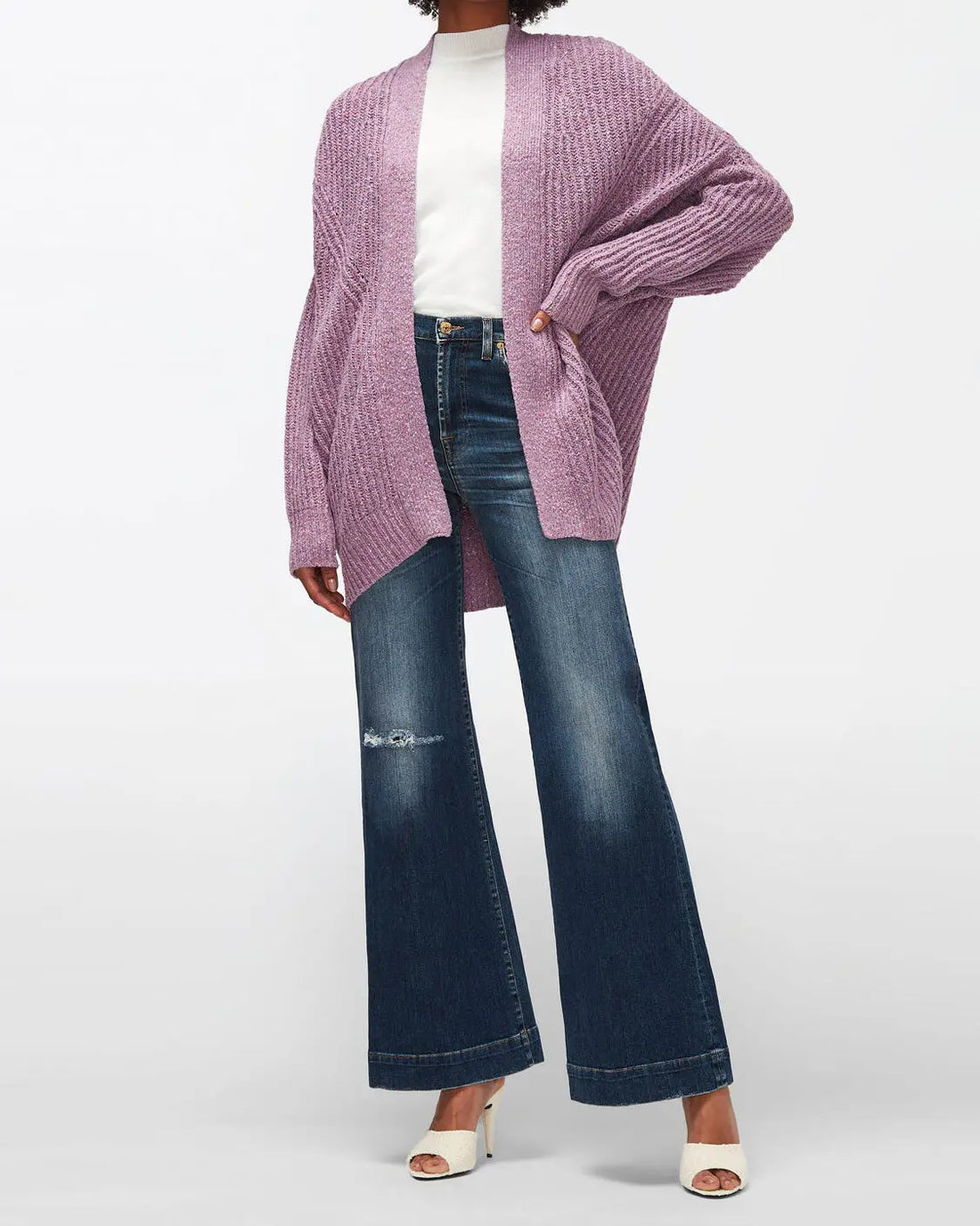 Speckled Cardigan Recycled Wool Iris - BEVAVA