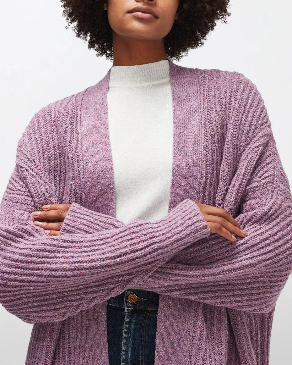 Speckled Cardigan Recycled Wool Iris - BEVAVA