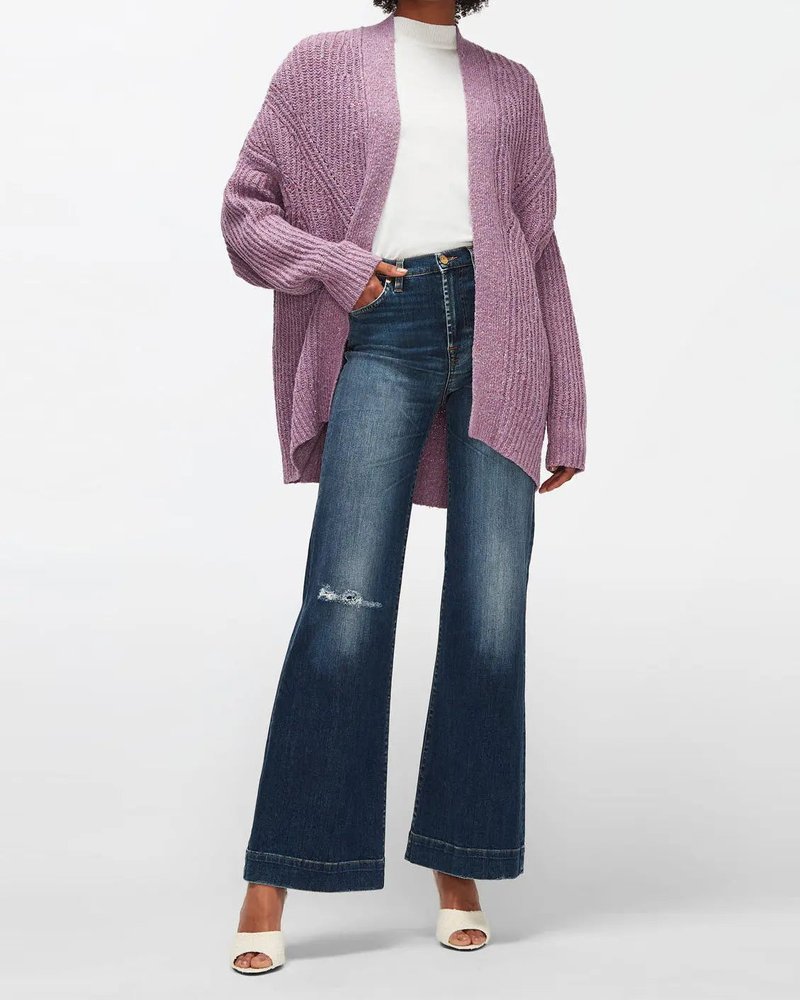 Speckled Cardigan Recycled Wool Iris - BEVAVA