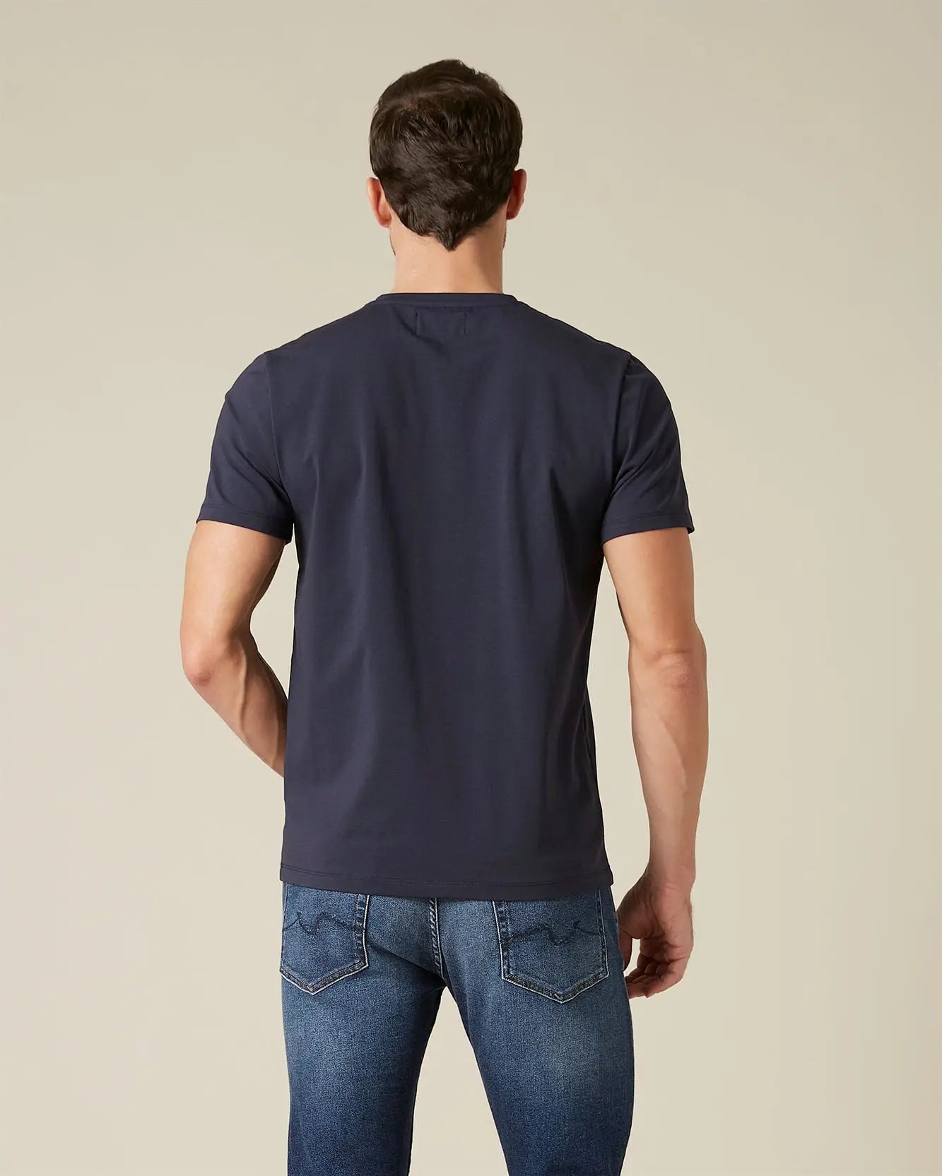 Dark Blue V-NECK T-SHIRT Luxe Performance Navy - BEVAVA