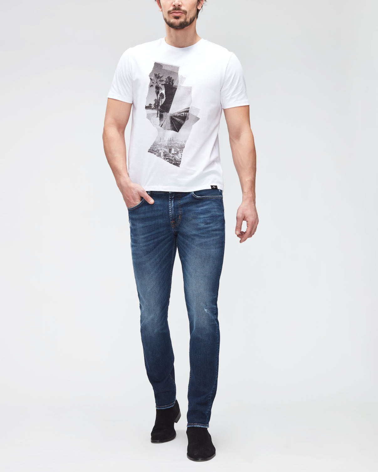 White Graphic Tee Photo Patch White 7 For All Mankind