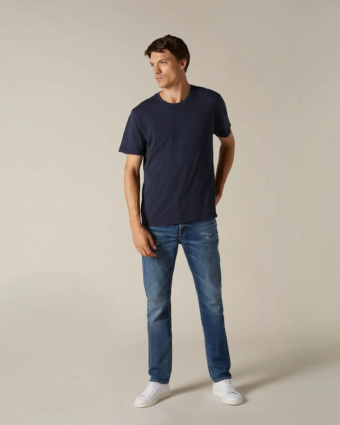 Dark Blue T-SHIRT Slub Navy Blue - BEVAVA