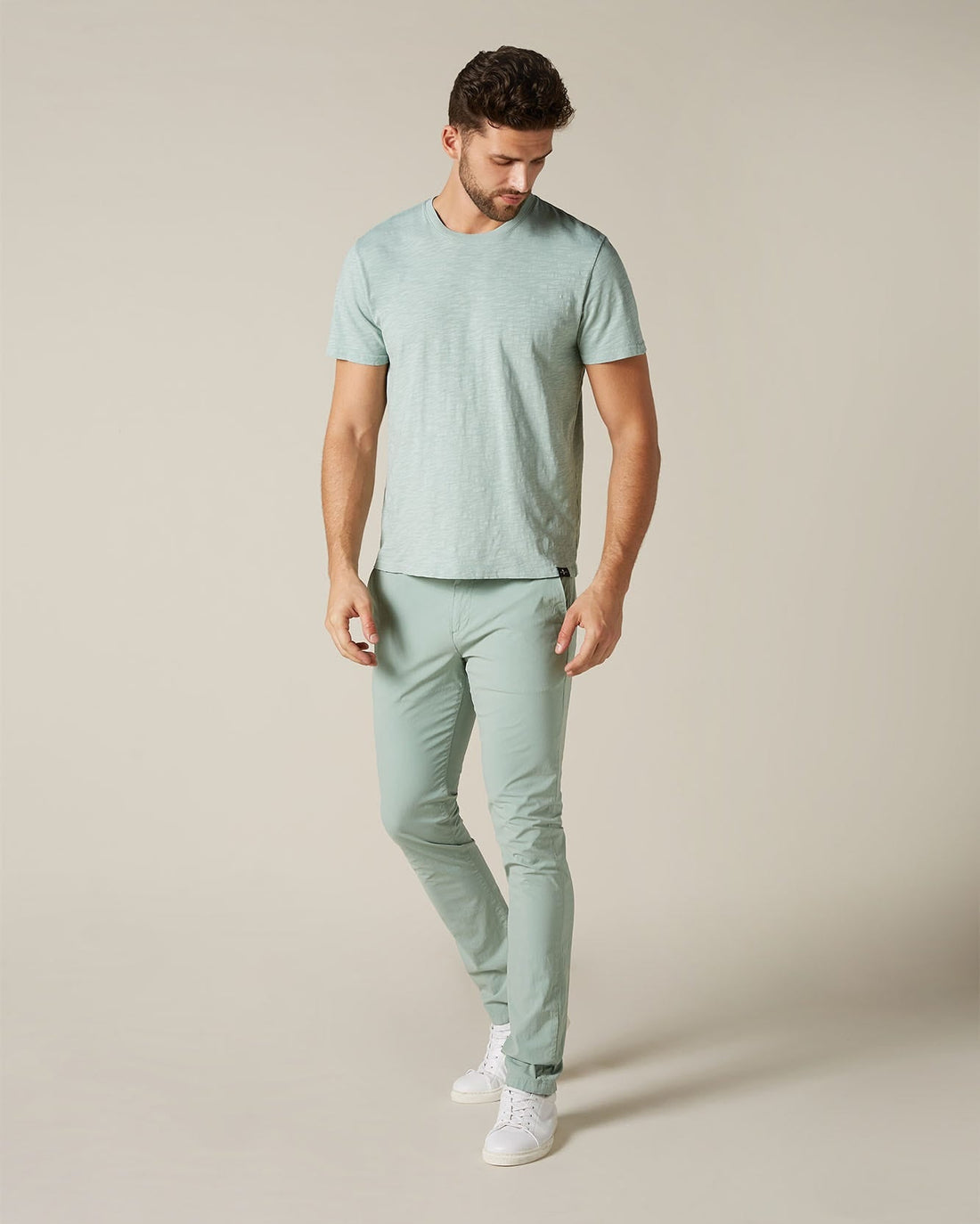 Light Green T-Shirt Slub Water Blue 7 For All Mankind