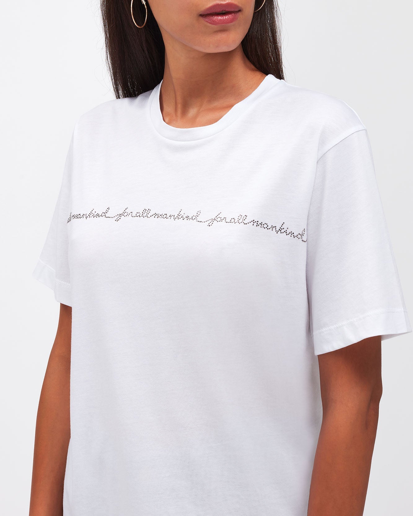 White MANKIND TEE Cutil Cloud With Crystals 7 For All Mankind