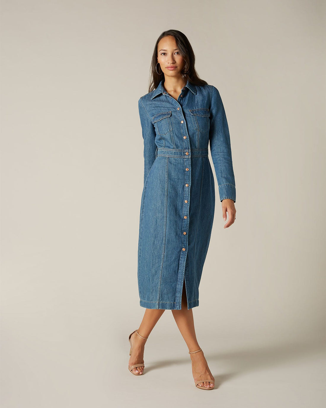 Middle Blue Luxe Dress Closeness Mid Blue 7 For All Mankind