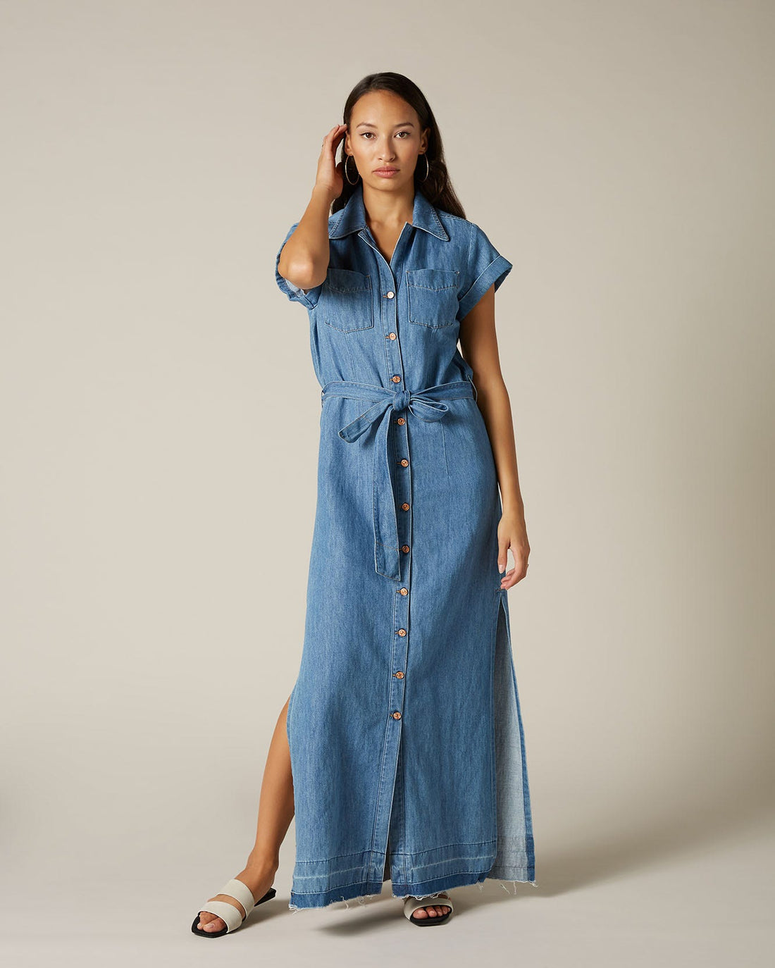 Light Blue Maxi Dress Unrolled Tender Light Blue 7 For All Mankind