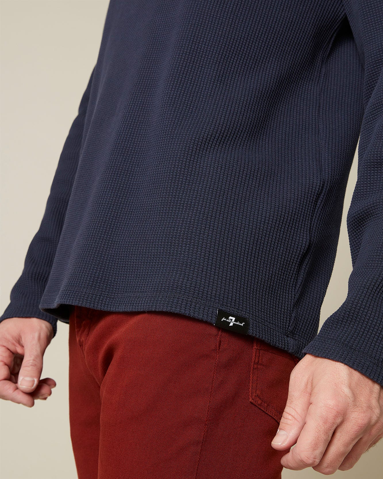 Dark Blue SERAFINO TEE Waffle Navy 7 For All Mankind