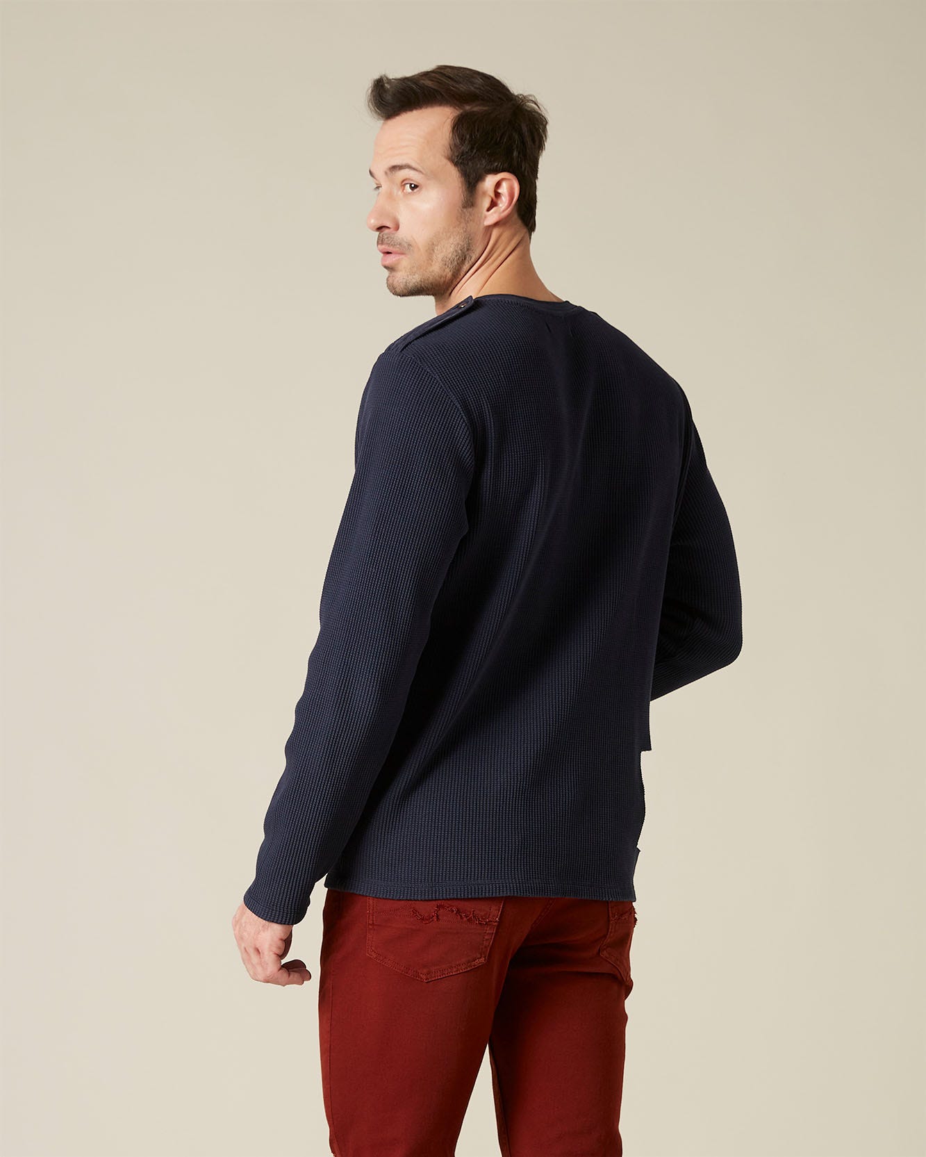 Dark Blue SERAFINO TEE Waffle Navy 7 For All Mankind