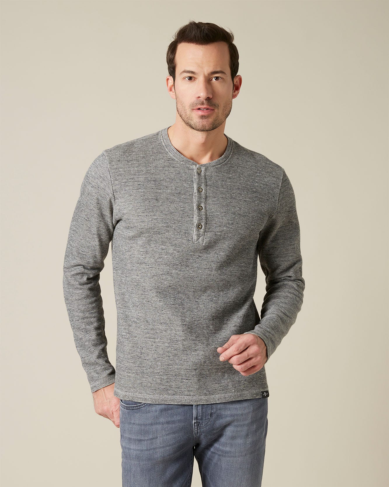 Light Grey SERAFINO TEE Mouline Grey 7 For All Mankind