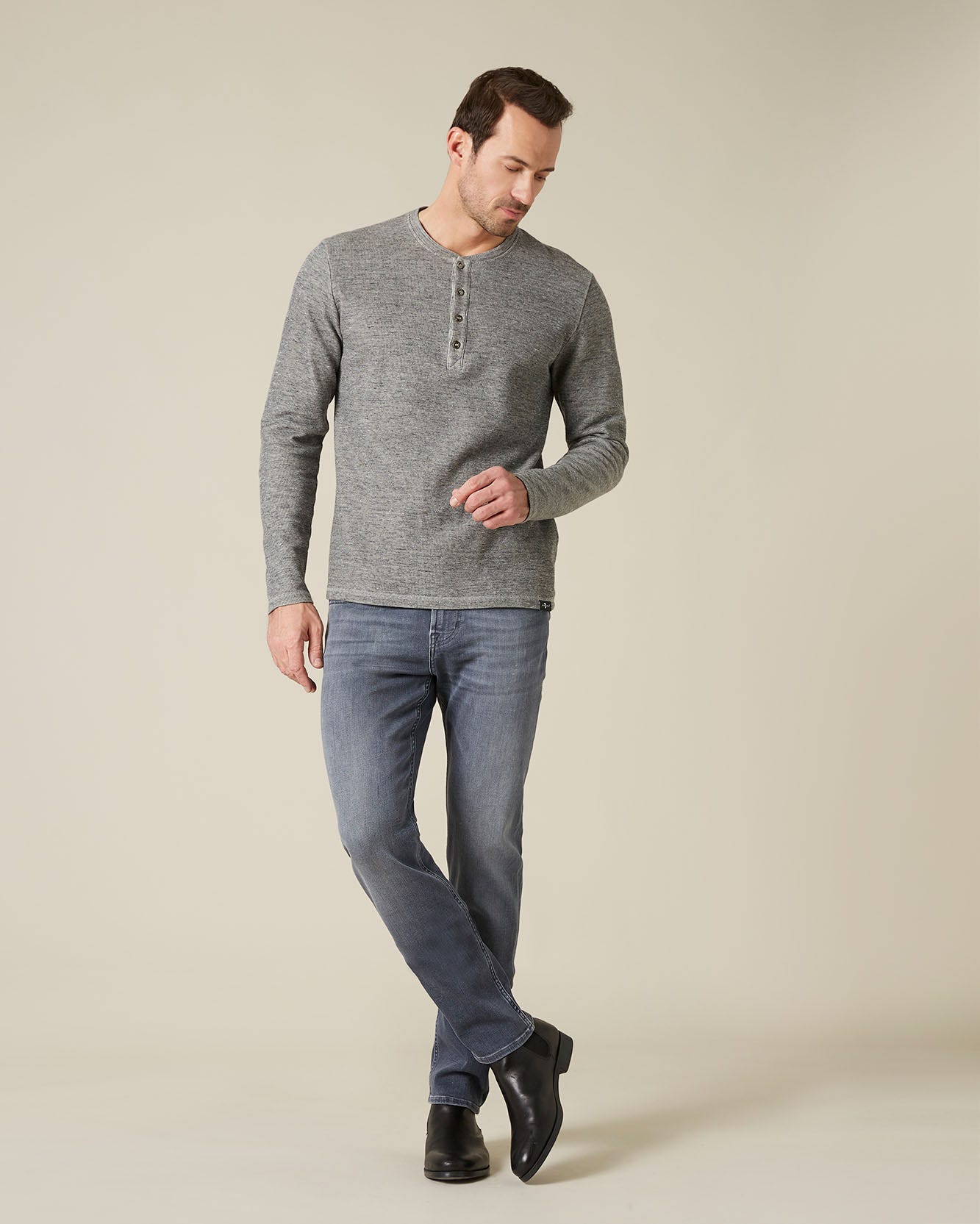 Light Grey SERAFINO TEE Mouline Grey 7 For All Mankind