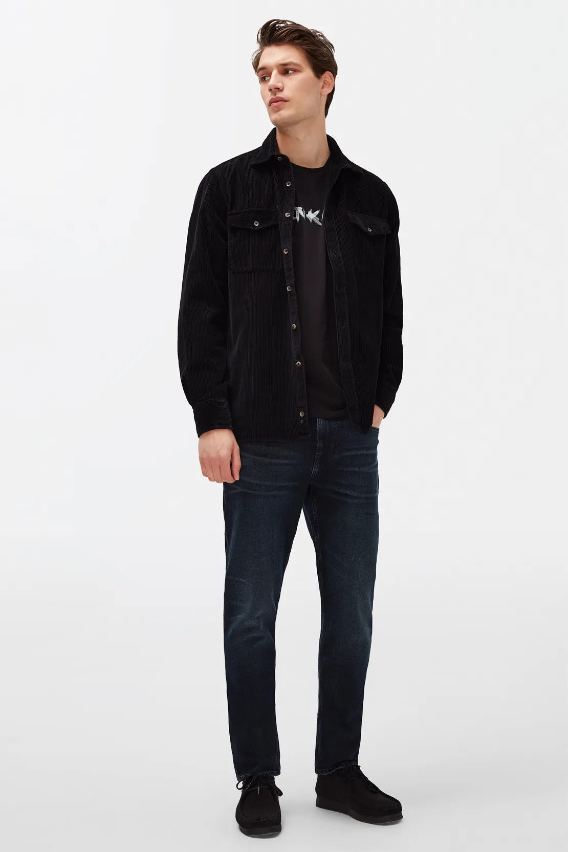 Logo Tee Cotton With Printed Logo Black 7 For All Mankind