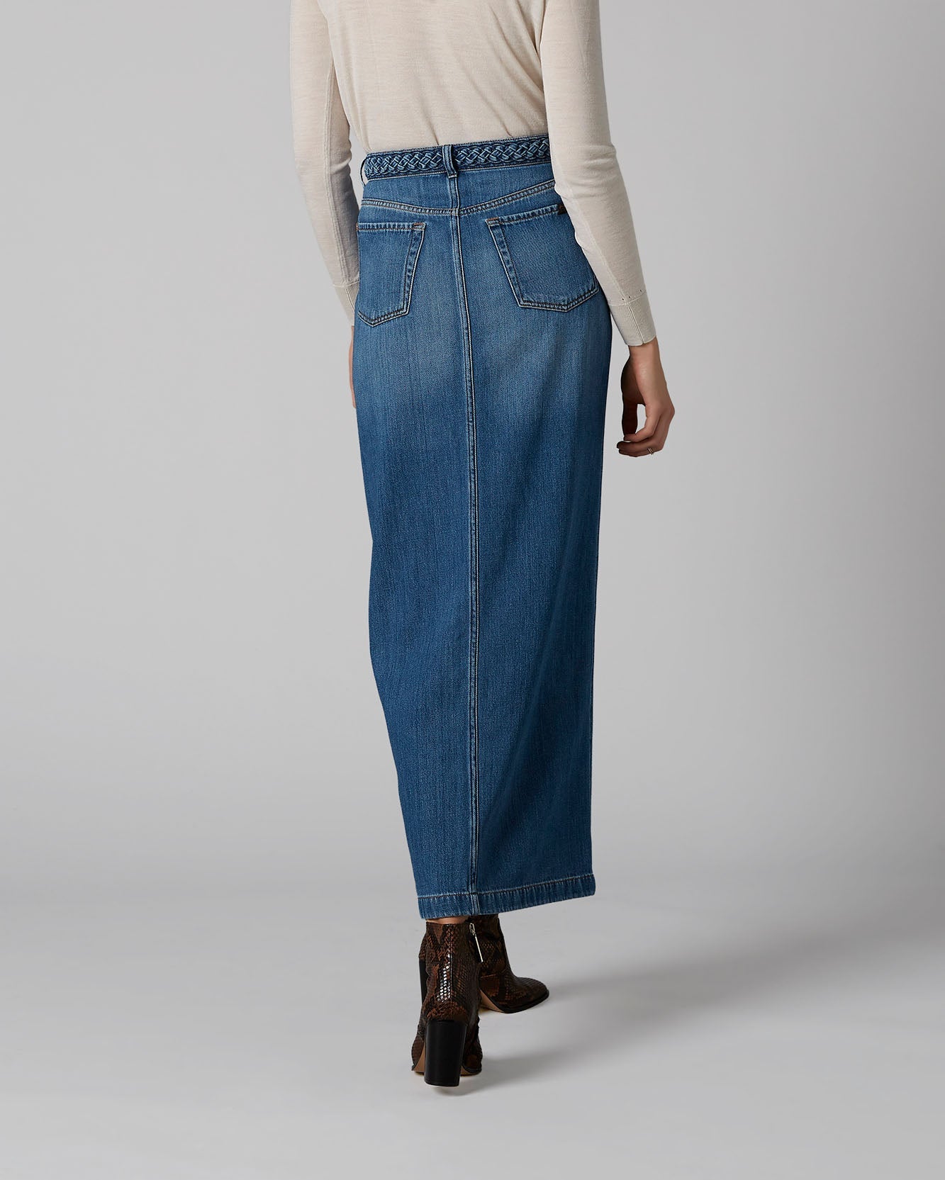 Light Blue Maxi Skirt Braided With Buttons 7 For All Mankind