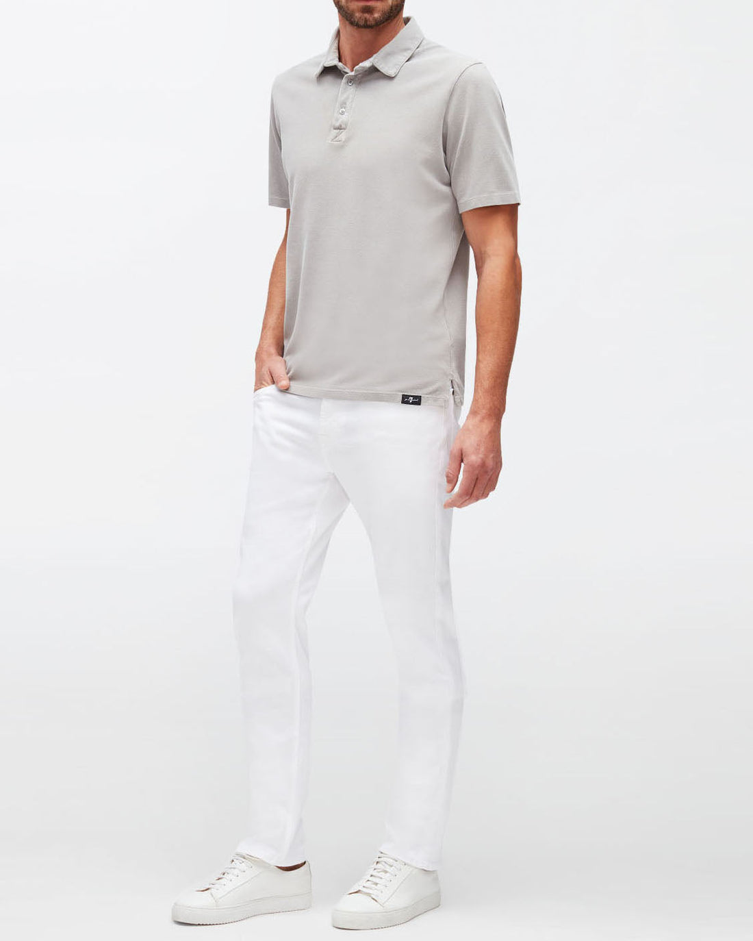 Light Grey Polo Old Dye Piquet Griffin 7 For All Mankind