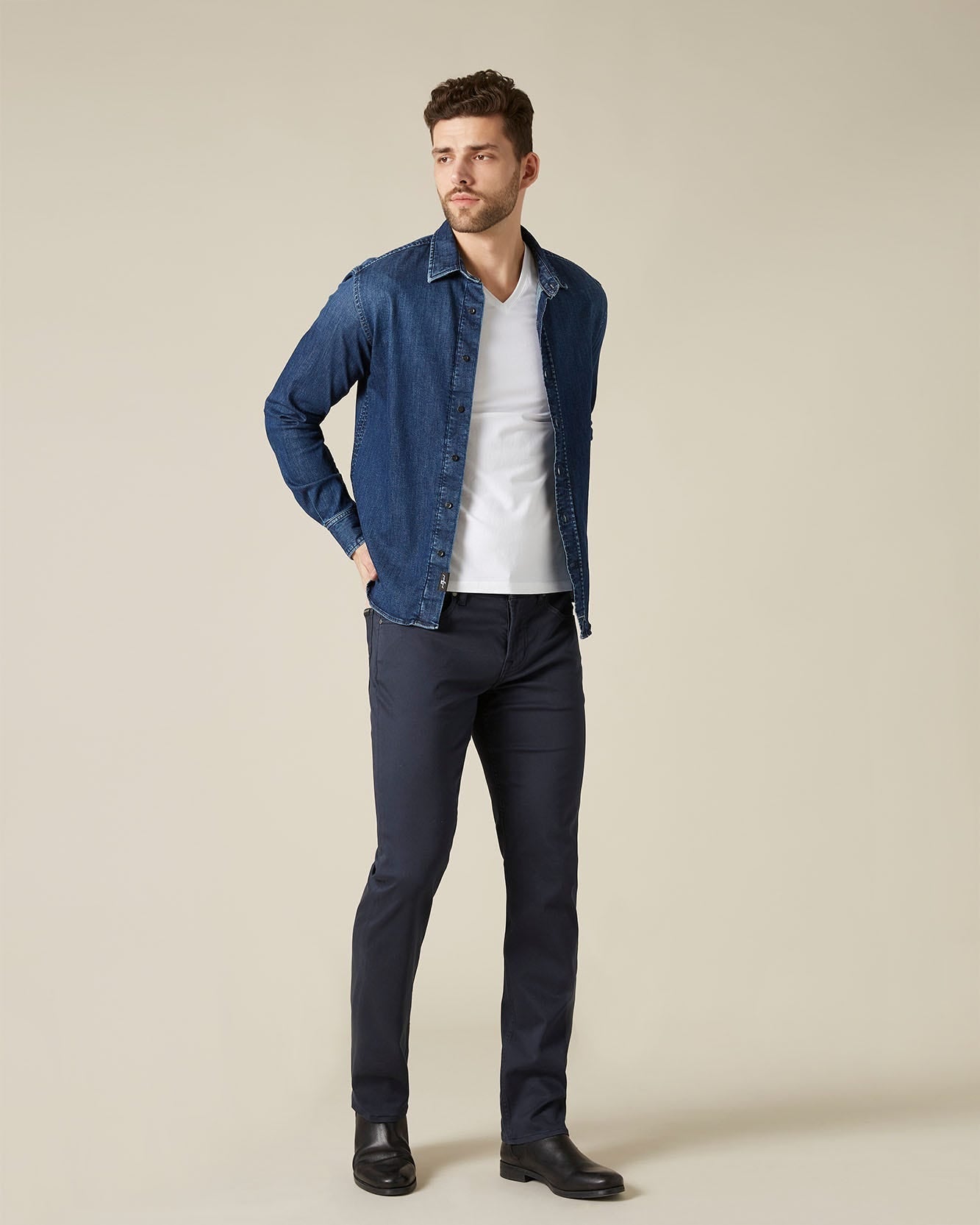 Dark Blue SLIMMY Luxe Performance Sateen Navy 7 For All Mankind