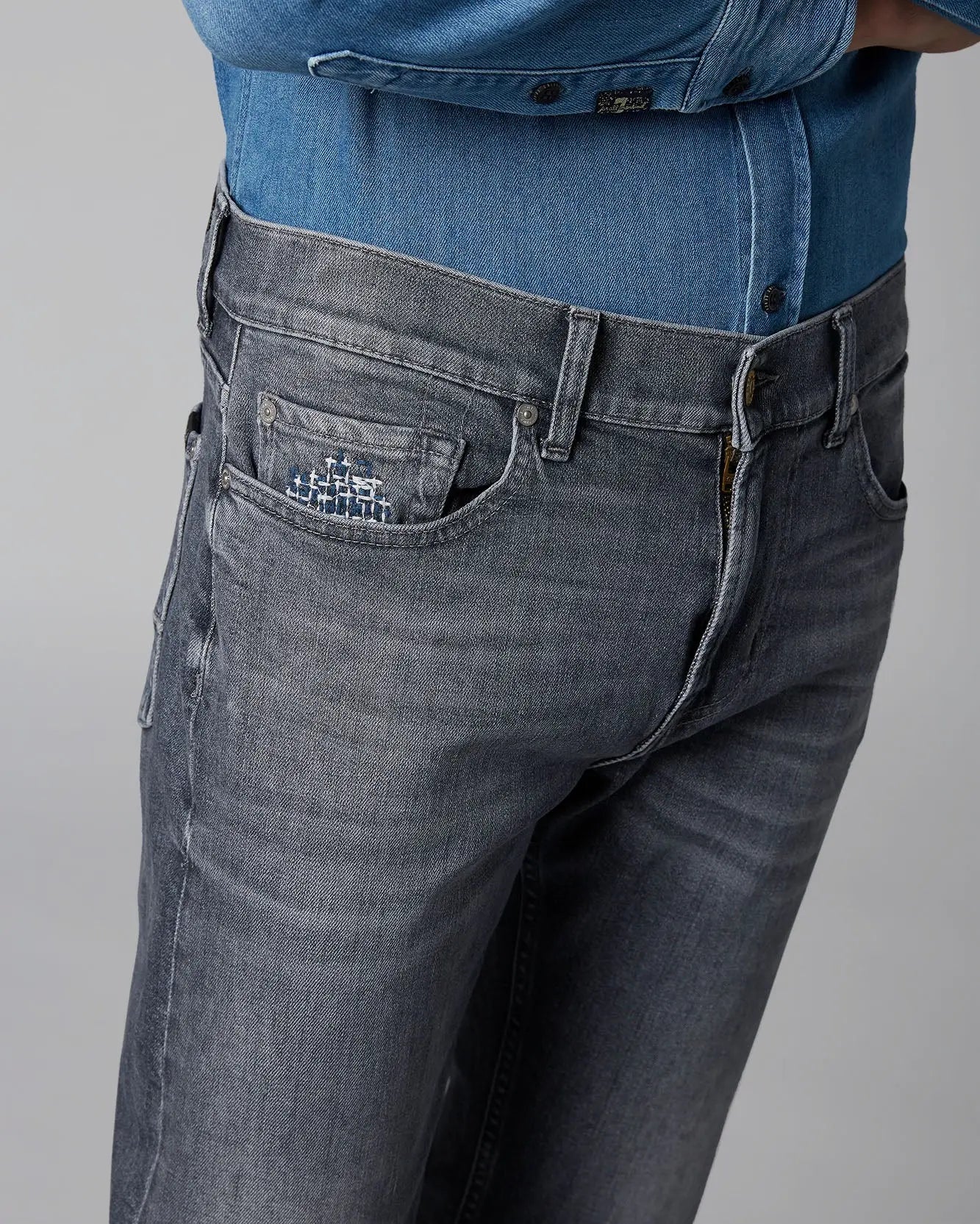 Light Grey Kayden Golly Mid Grey With Embro Detail - BEVAVA