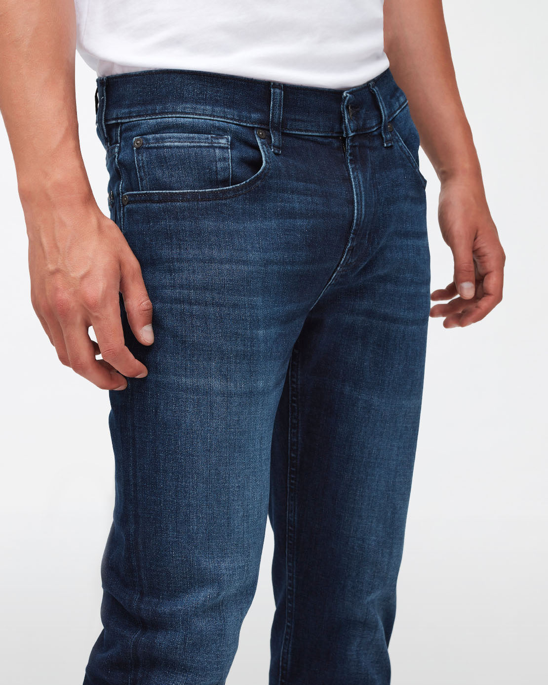 Dark Blue Slimmy Tapered Stretch Tek By My Side 7 For All Mankind