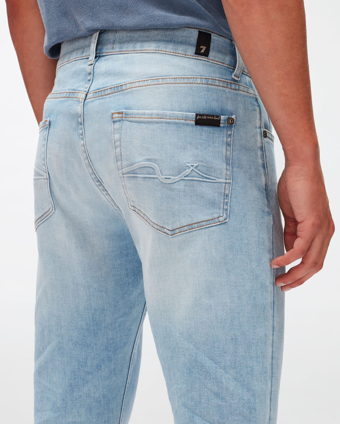 Light Blue Slimmy Tapered Stretch Tek Friday 7 For All Mankind