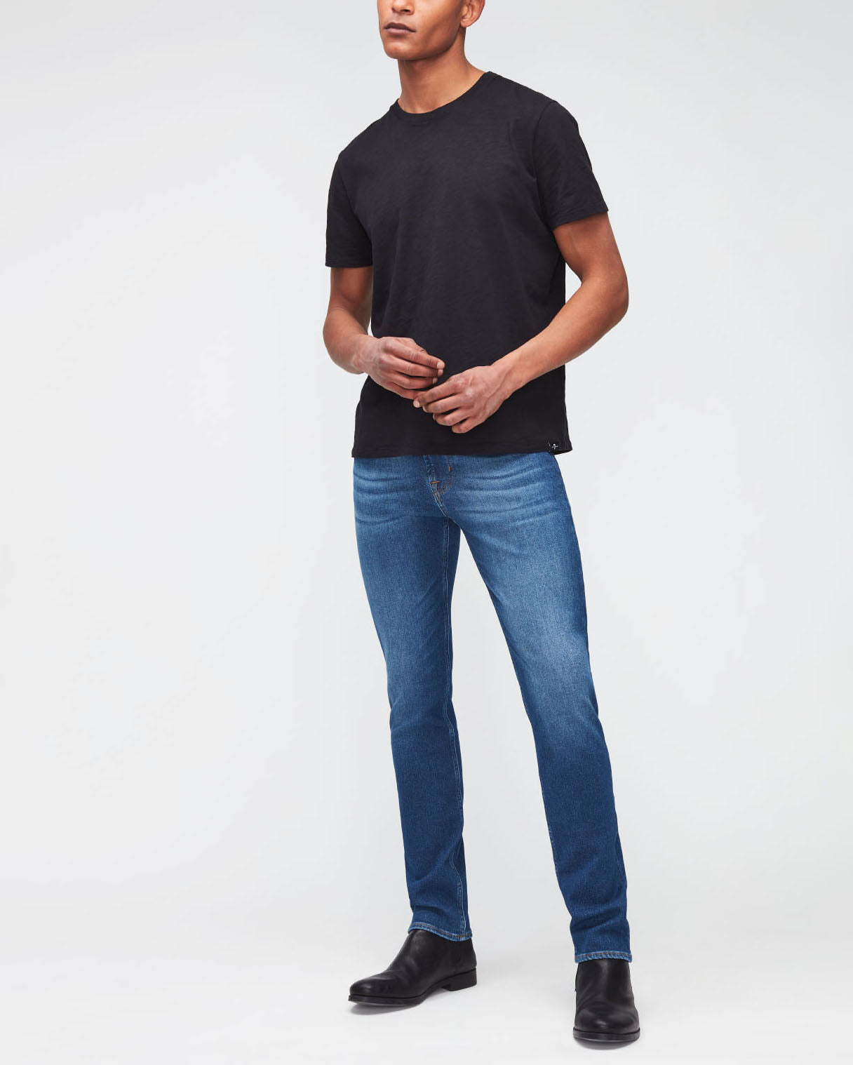 Middle Blue Slimmy Tapered Stretch Tek Eco Falling 7 For All Mankind