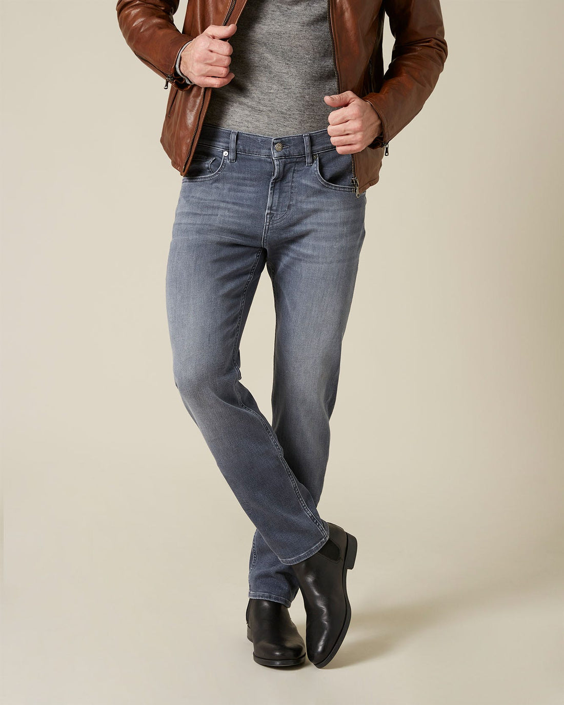 Light Grey SLIMMY TAPERED Stretch Tek Sailor Grey 7 For All Mankind