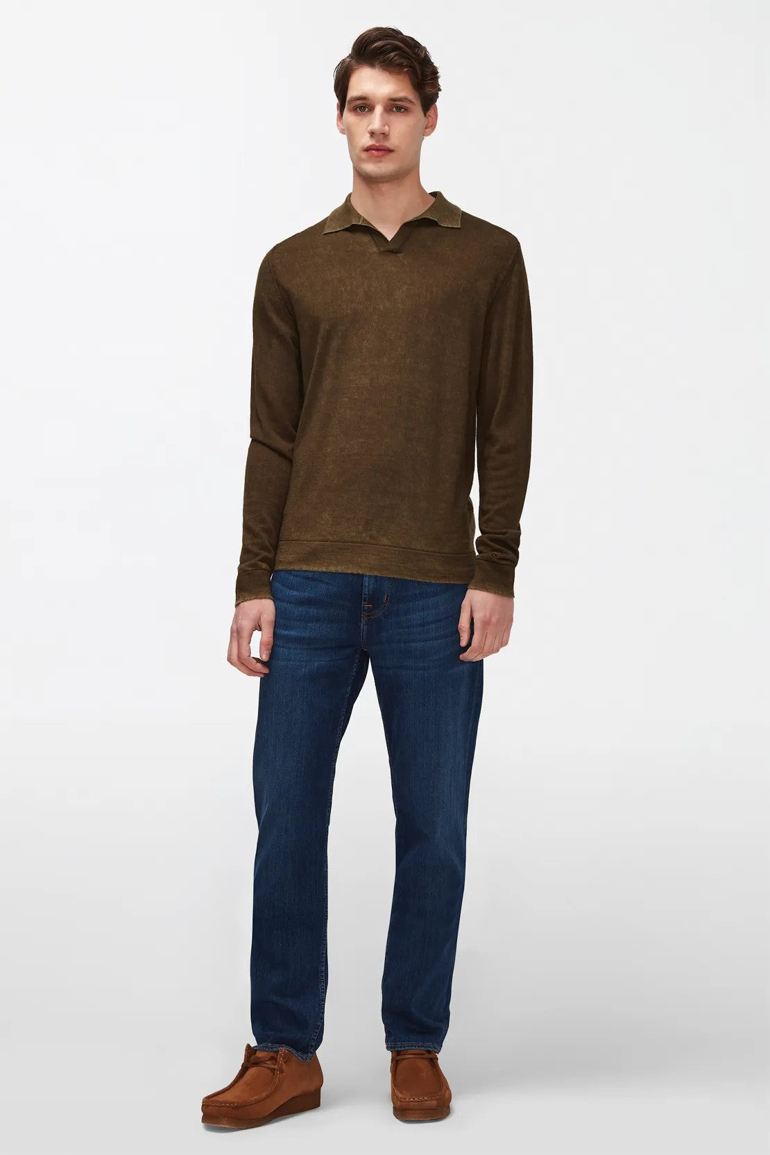 Polo Extra Fine Merino Treated Army 7 For All Mankind