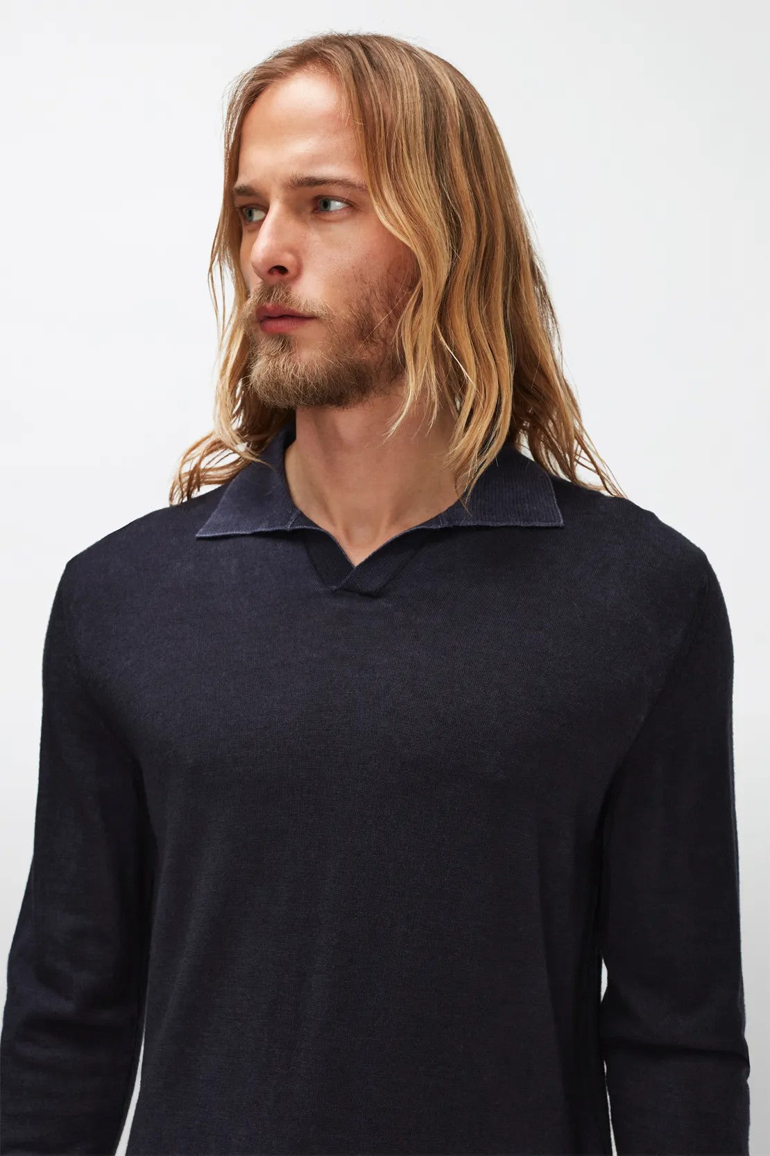 Polo Extra Fine Merino Treated Navy 7 For All Mankind