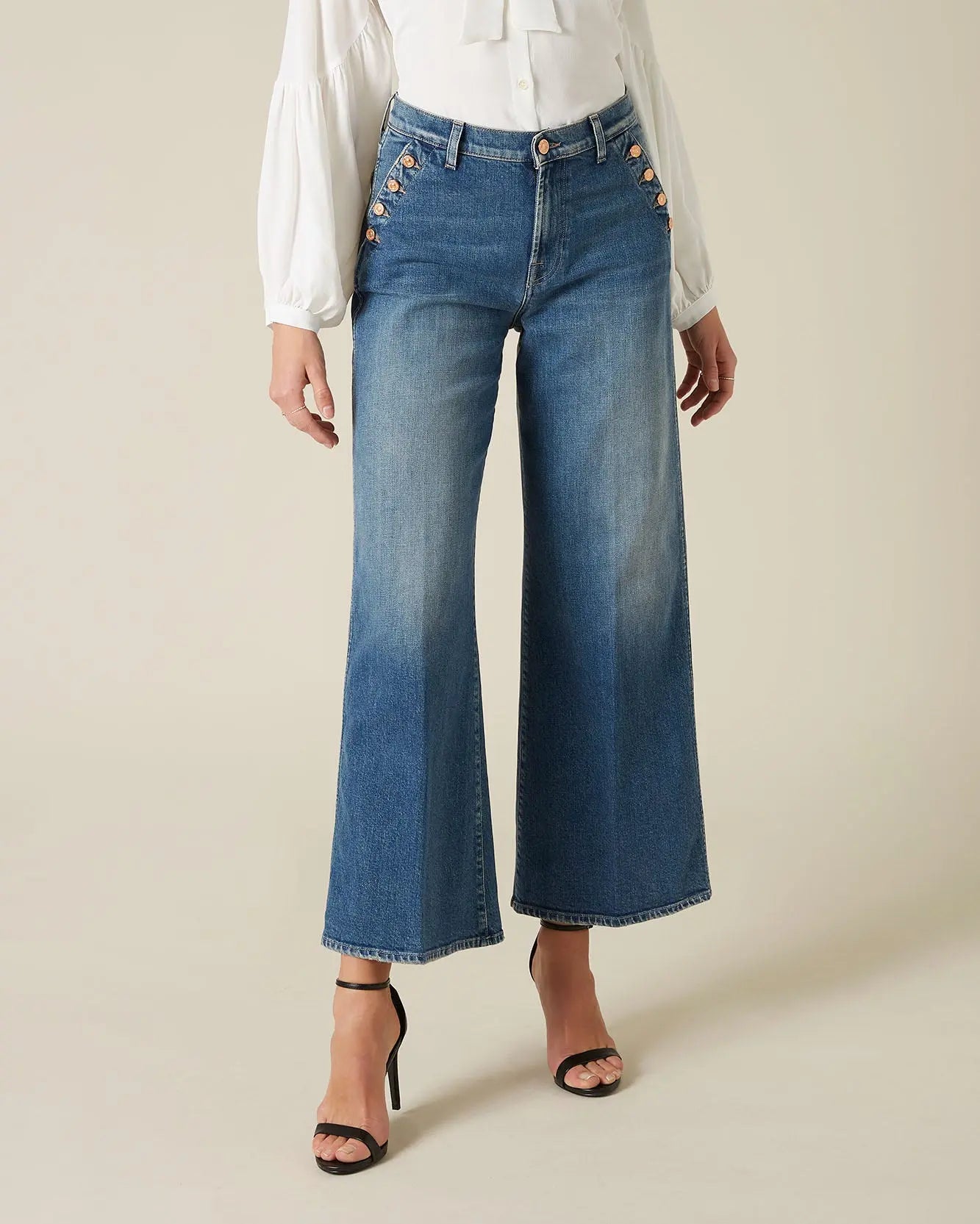 Light Blue LOTTA CROPPED Keeper With Buttons - BEVAVA