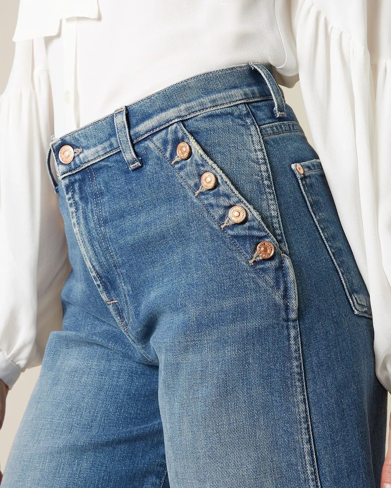 Light Blue LOTTA CROPPED Keeper With Buttons - BEVAVA