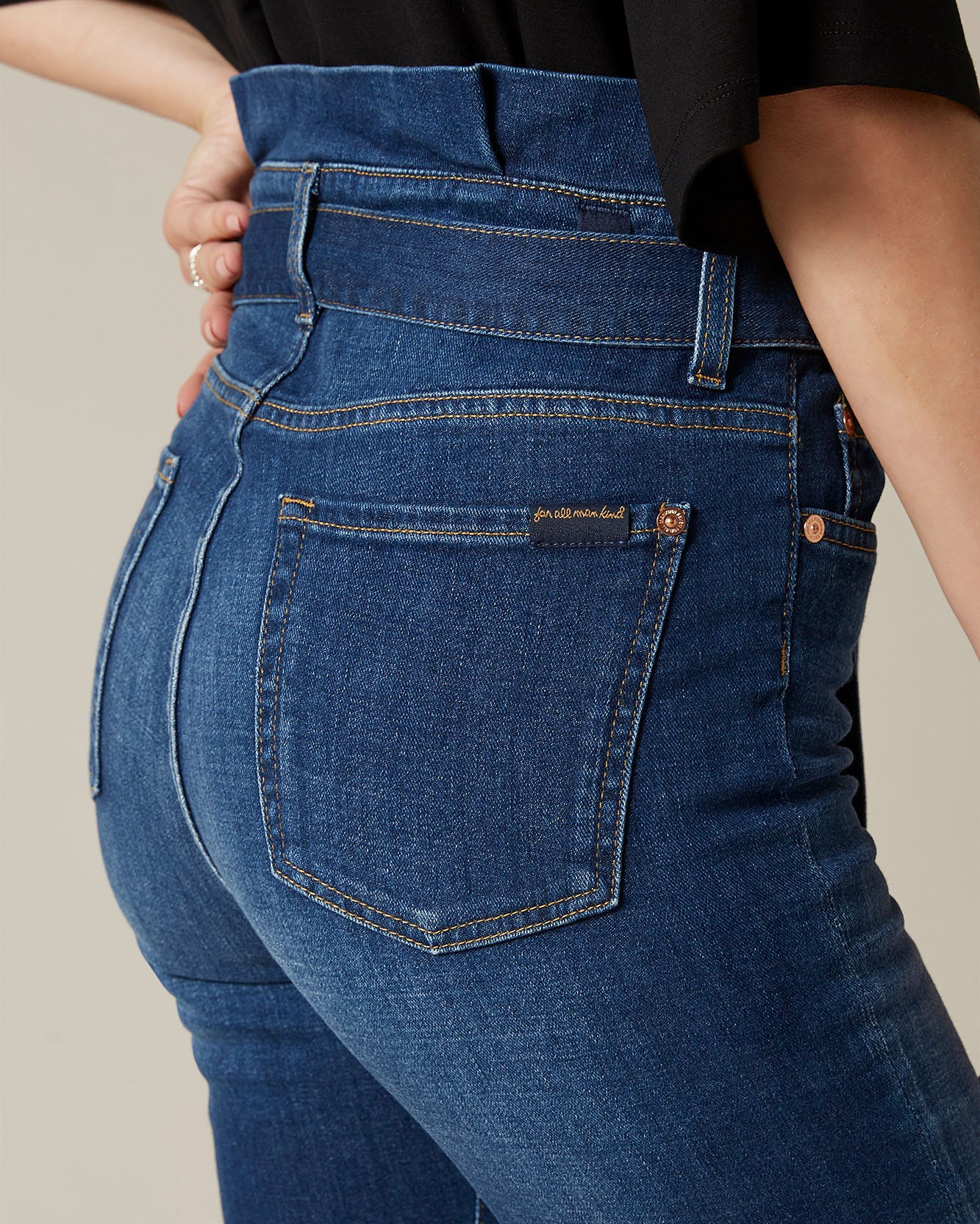 Middle Blue Slim Paperbag Pant Left Hand Lexington 7 For All Mankind