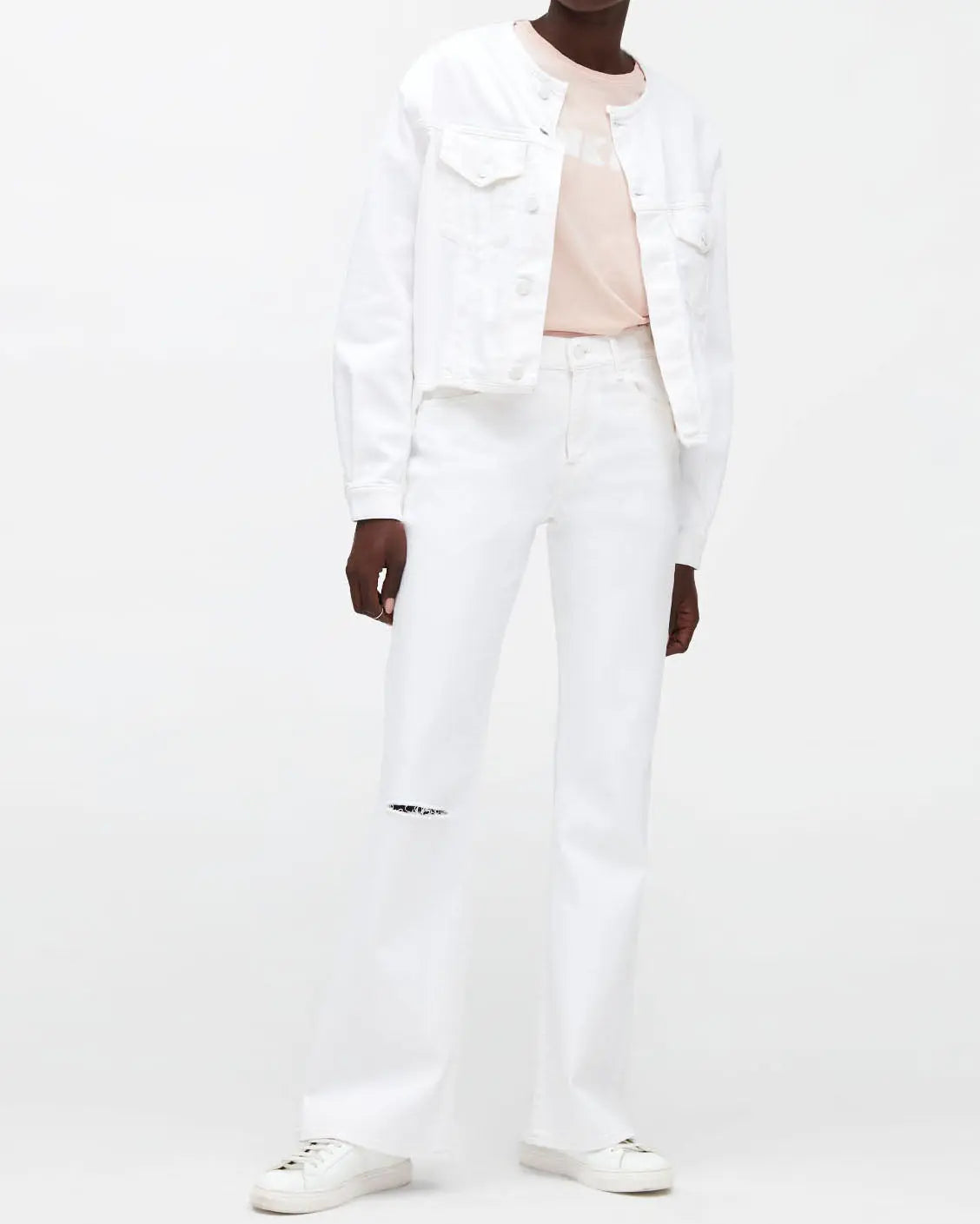 White Riley Sneaker Boot Canvas Ripped With Slash - BEVAVA