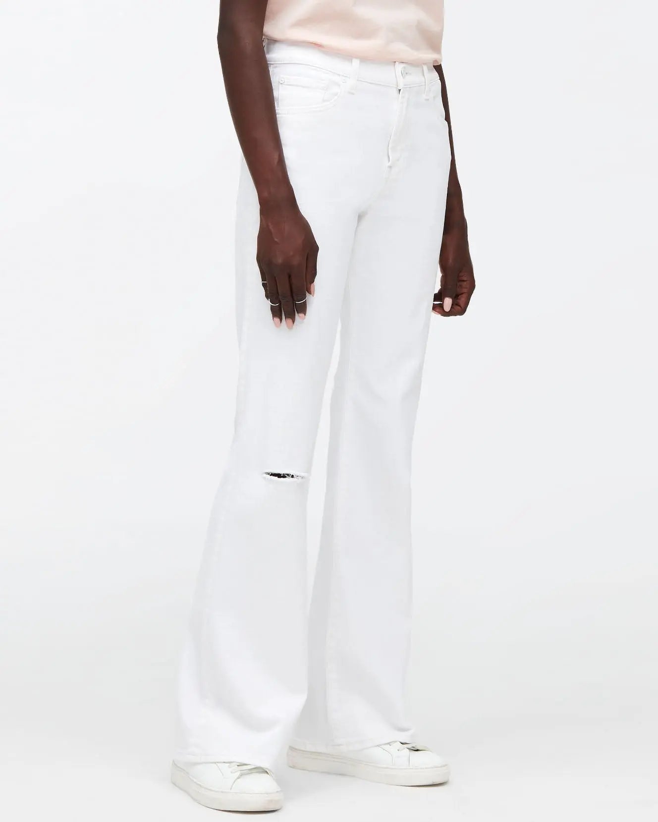 White Riley Sneaker Boot Canvas Ripped With Slash - BEVAVA