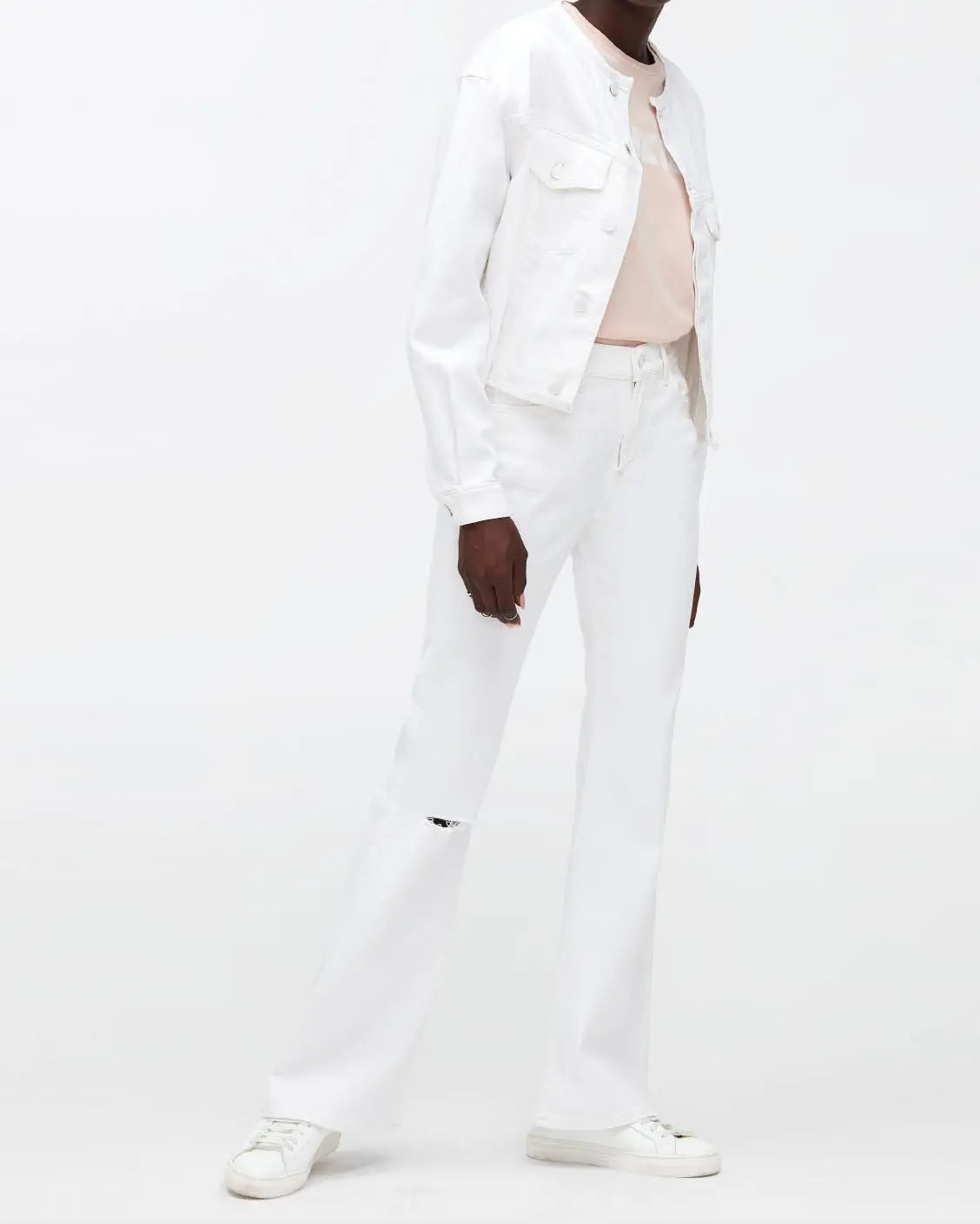 White Riley Sneaker Boot Canvas Ripped With Slash - BEVAVA