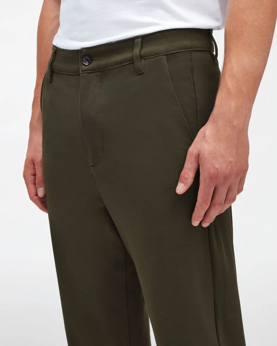 Kaki Travel Chino Double Knit Army - BEVAVA